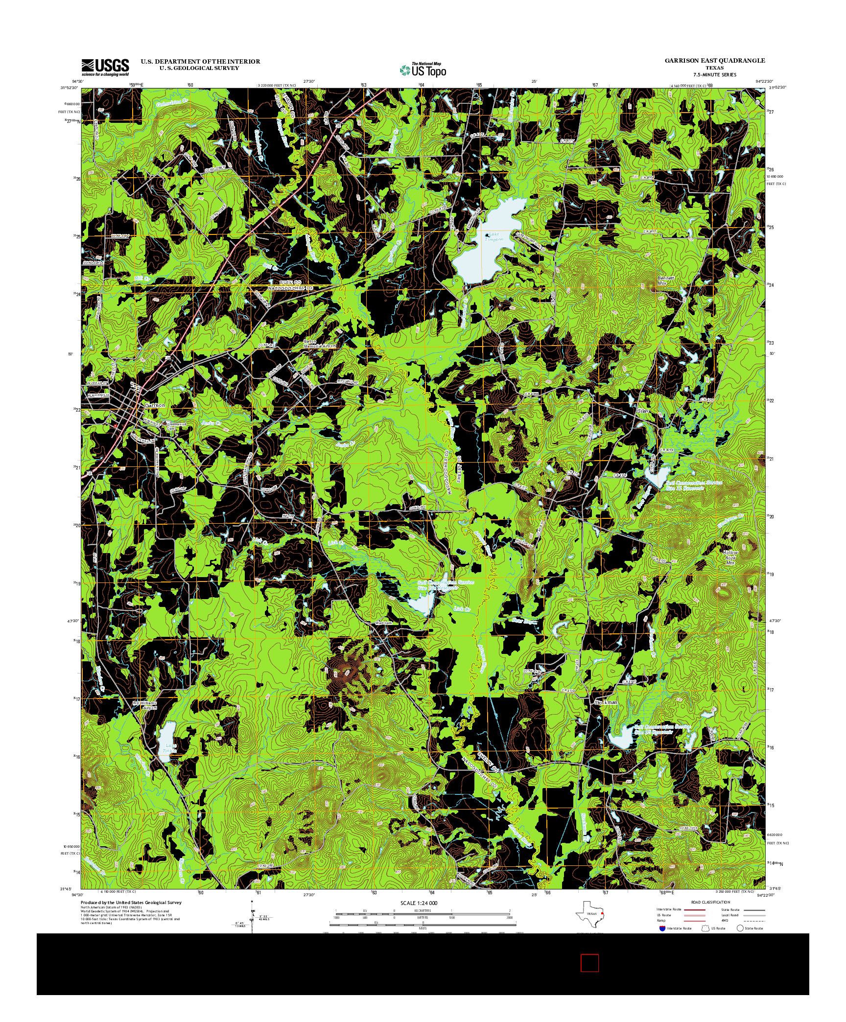 USGS US TOPO 7.5-MINUTE MAP FOR GARRISON EAST, TX 2013