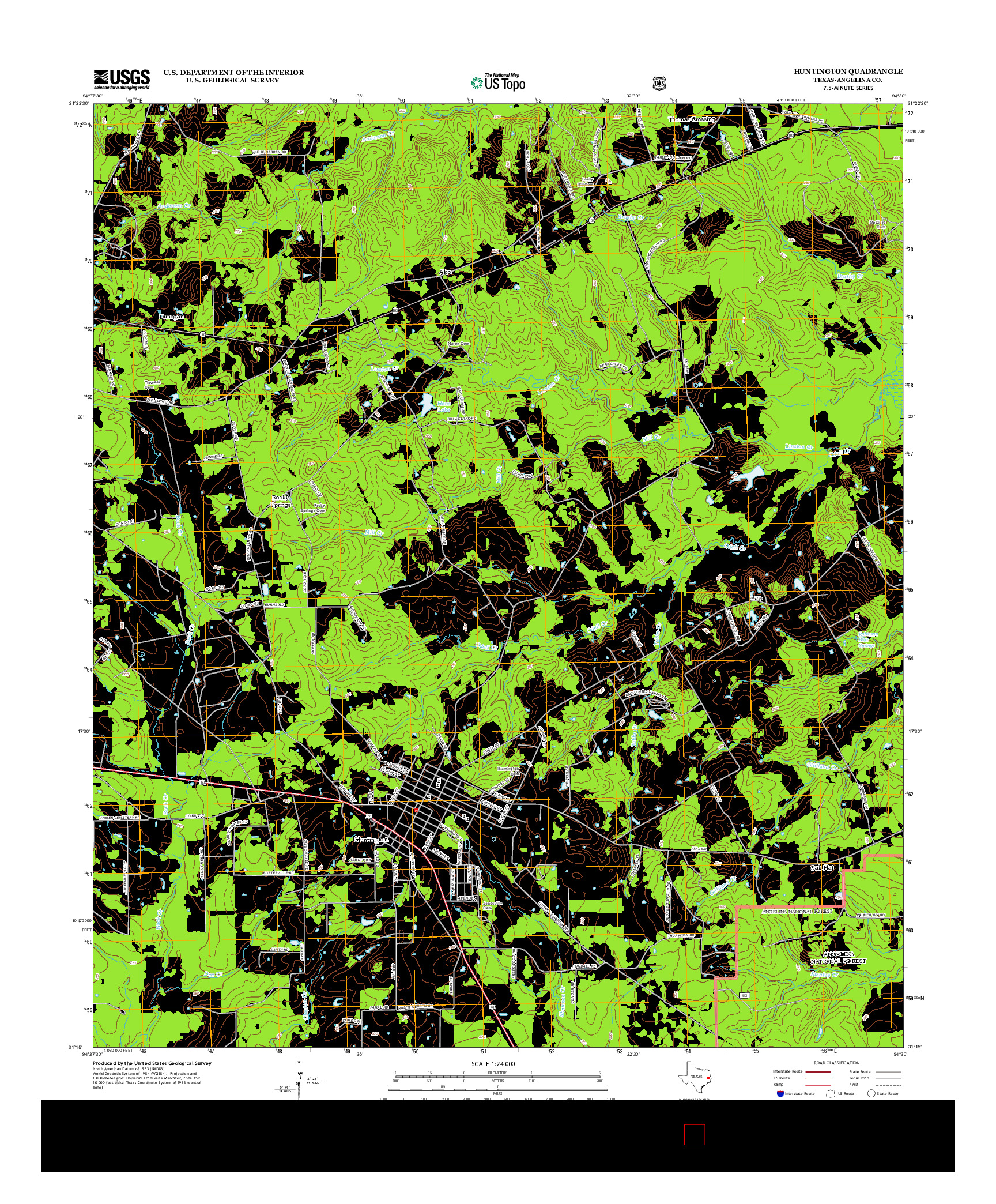 USGS US TOPO 7.5-MINUTE MAP FOR HUNTINGTON, TX 2013