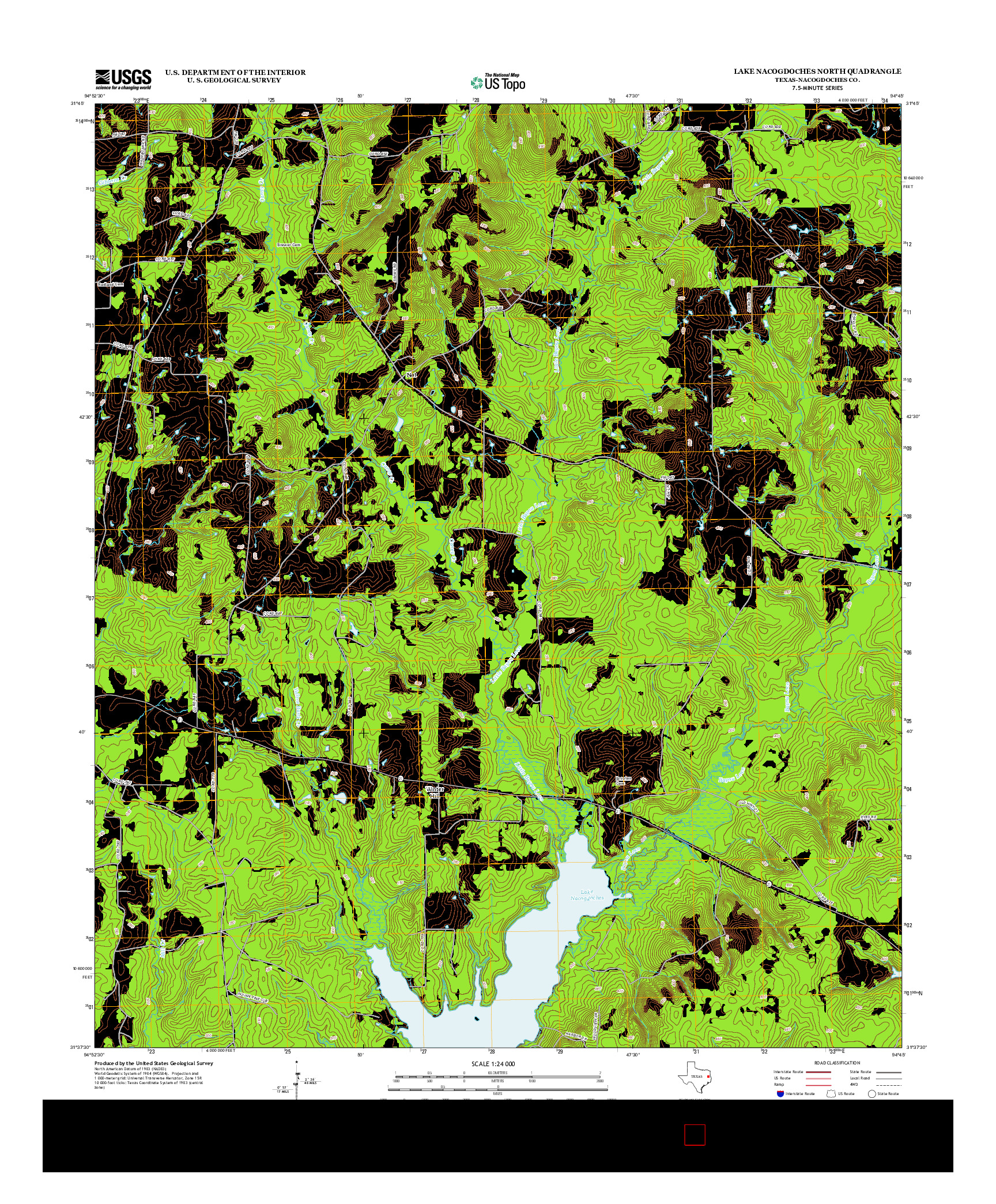 USGS US TOPO 7.5-MINUTE MAP FOR LAKE NACOGDOCHES NORTH, TX 2013