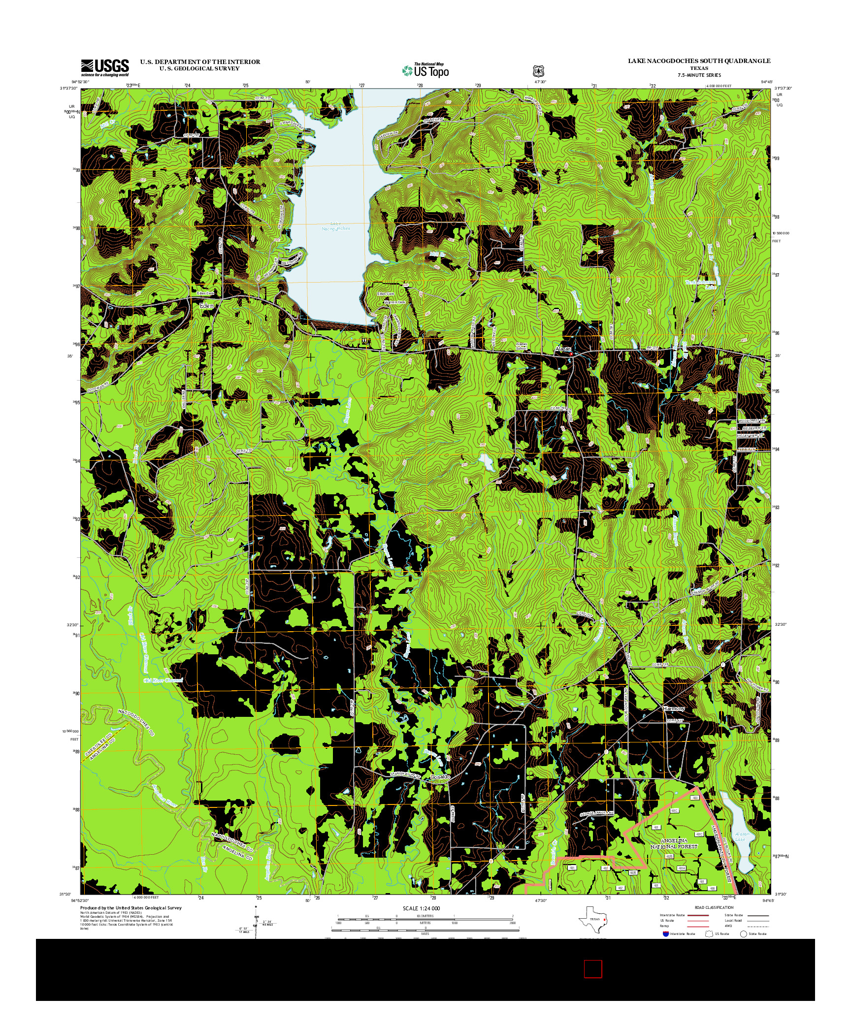 USGS US TOPO 7.5-MINUTE MAP FOR LAKE NACOGDOCHES SOUTH, TX 2013