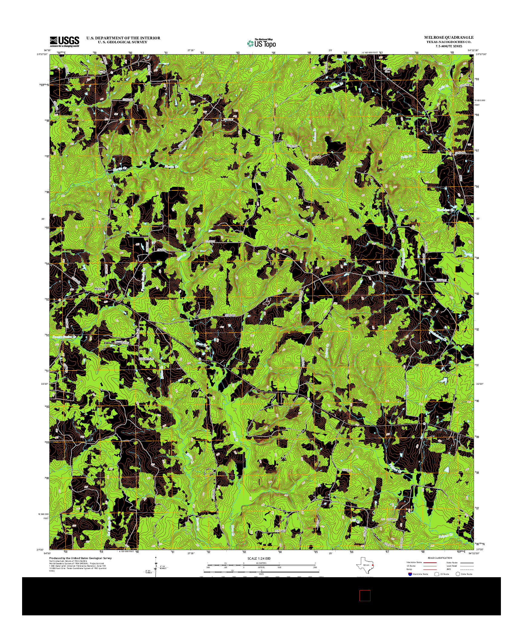 USGS US TOPO 7.5-MINUTE MAP FOR MELROSE, TX 2013