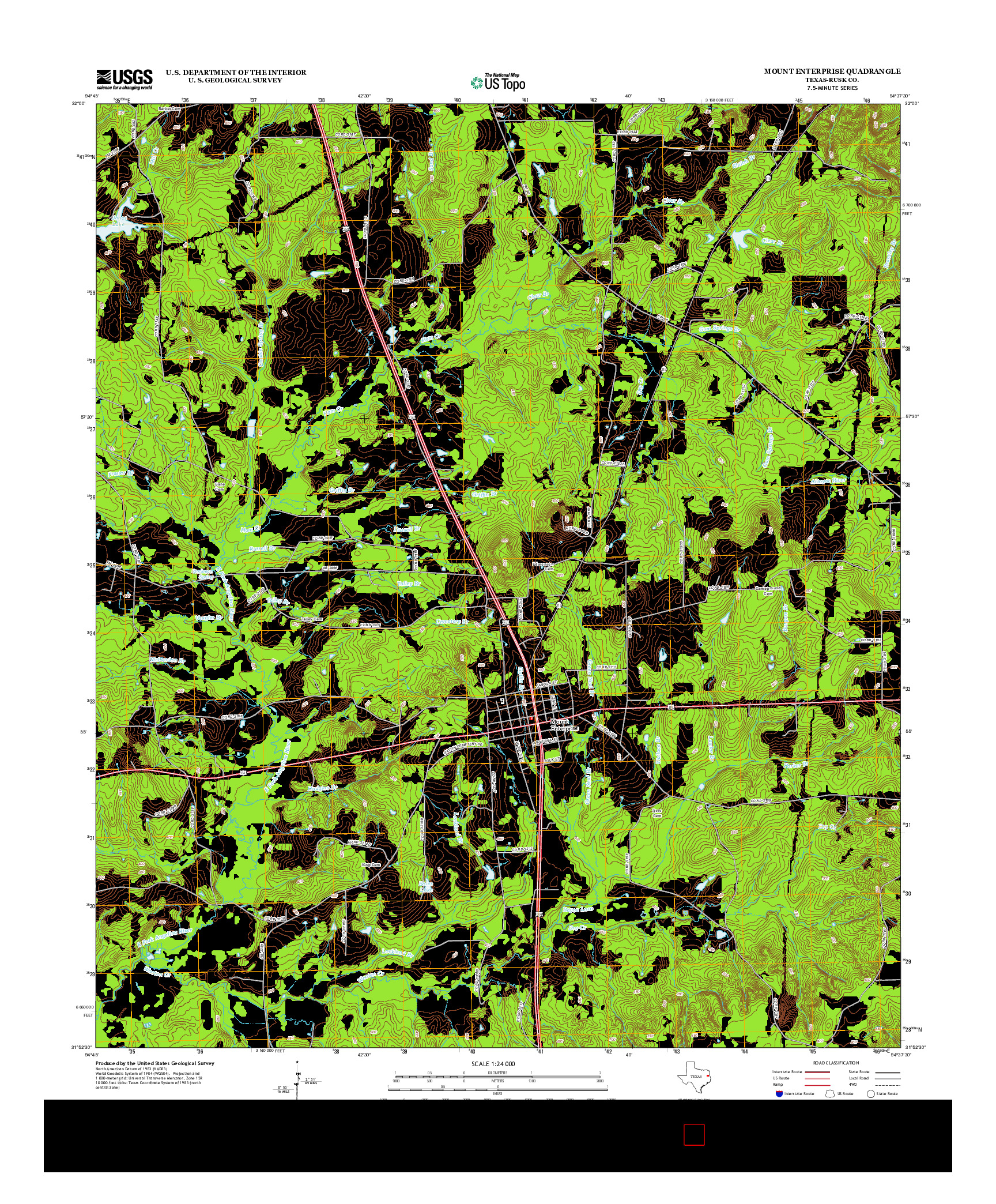 USGS US TOPO 7.5-MINUTE MAP FOR MOUNT ENTERPRISE, TX 2013