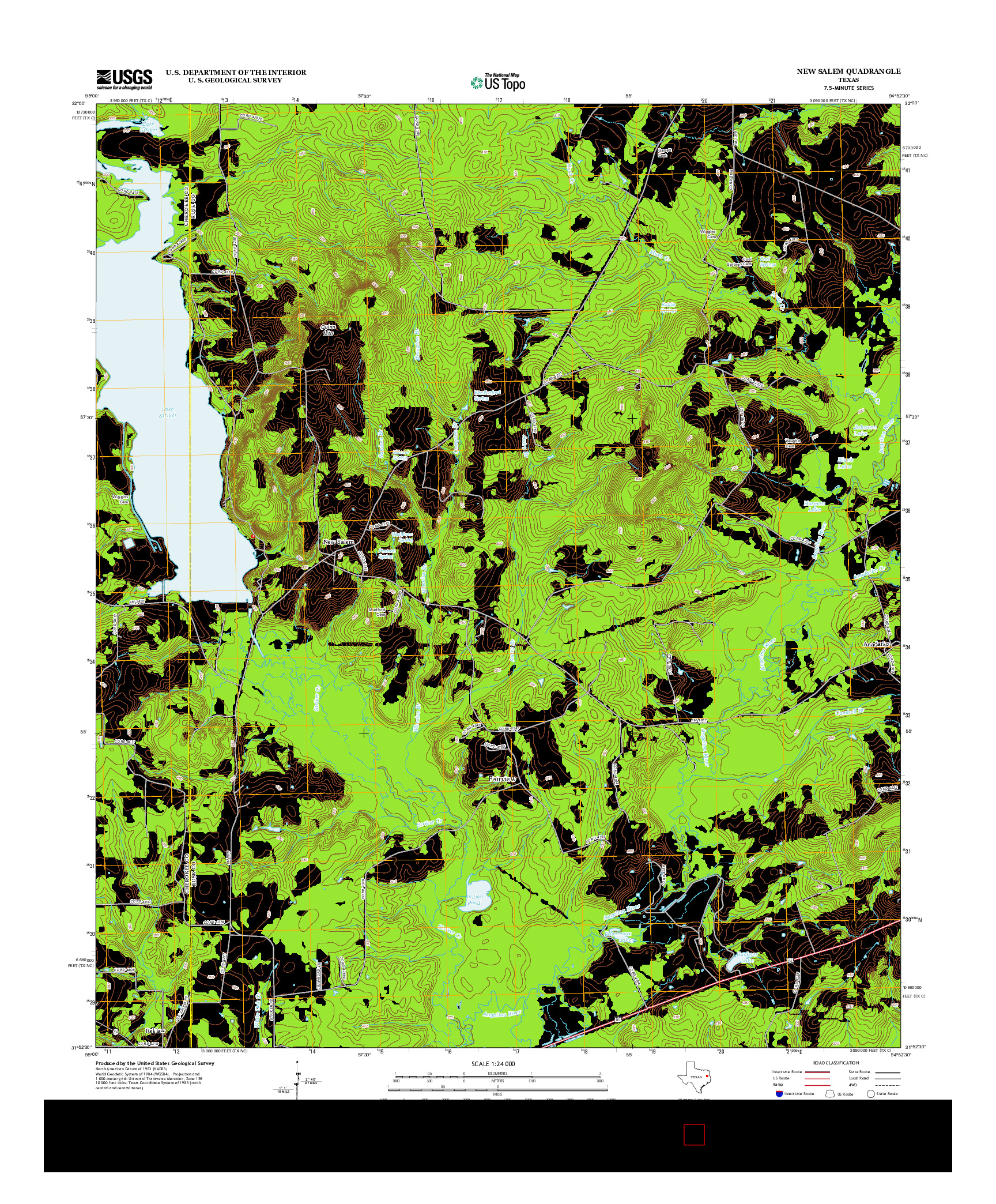 USGS US TOPO 7.5-MINUTE MAP FOR NEW SALEM, TX 2013