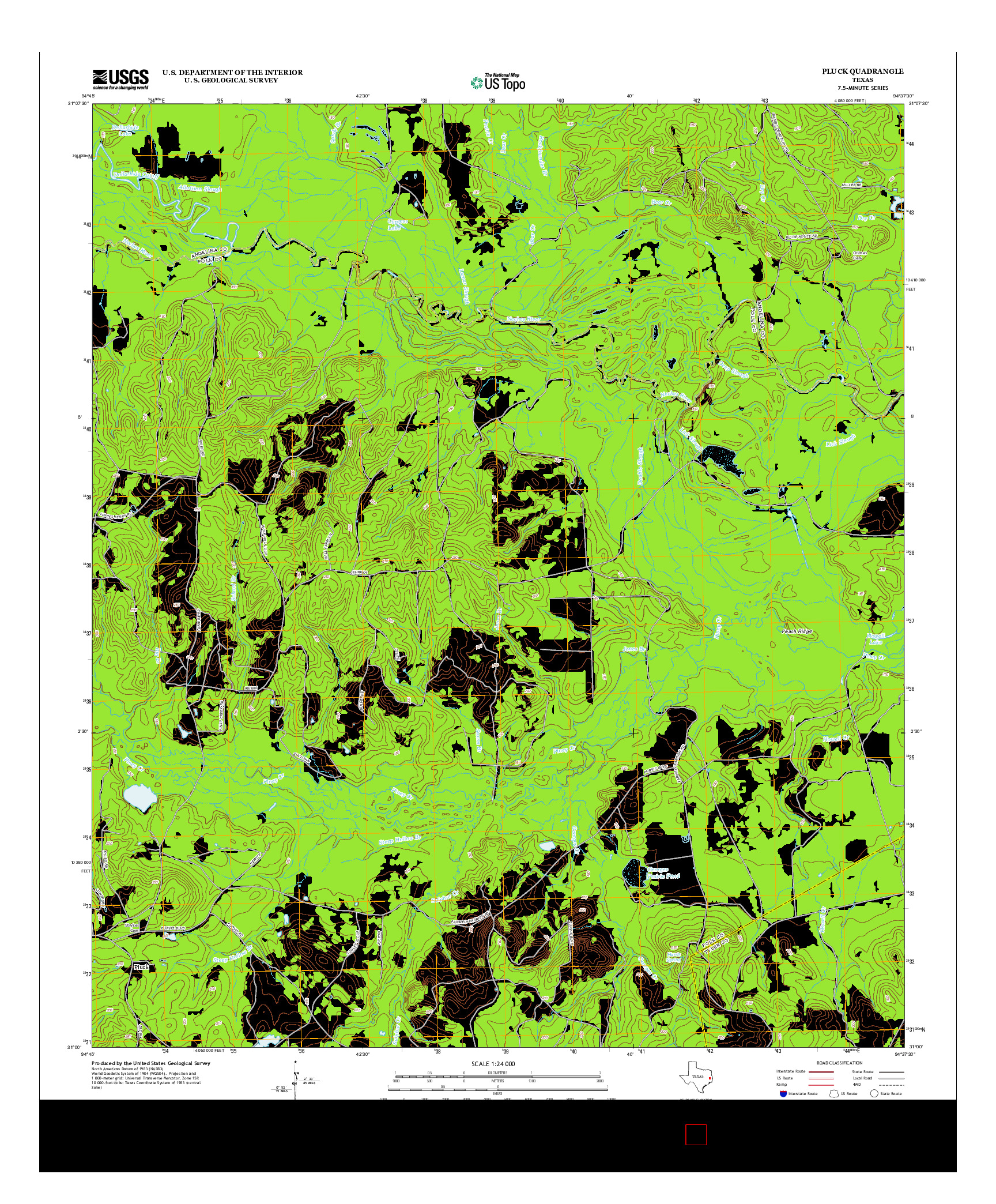 USGS US TOPO 7.5-MINUTE MAP FOR PLUCK, TX 2013
