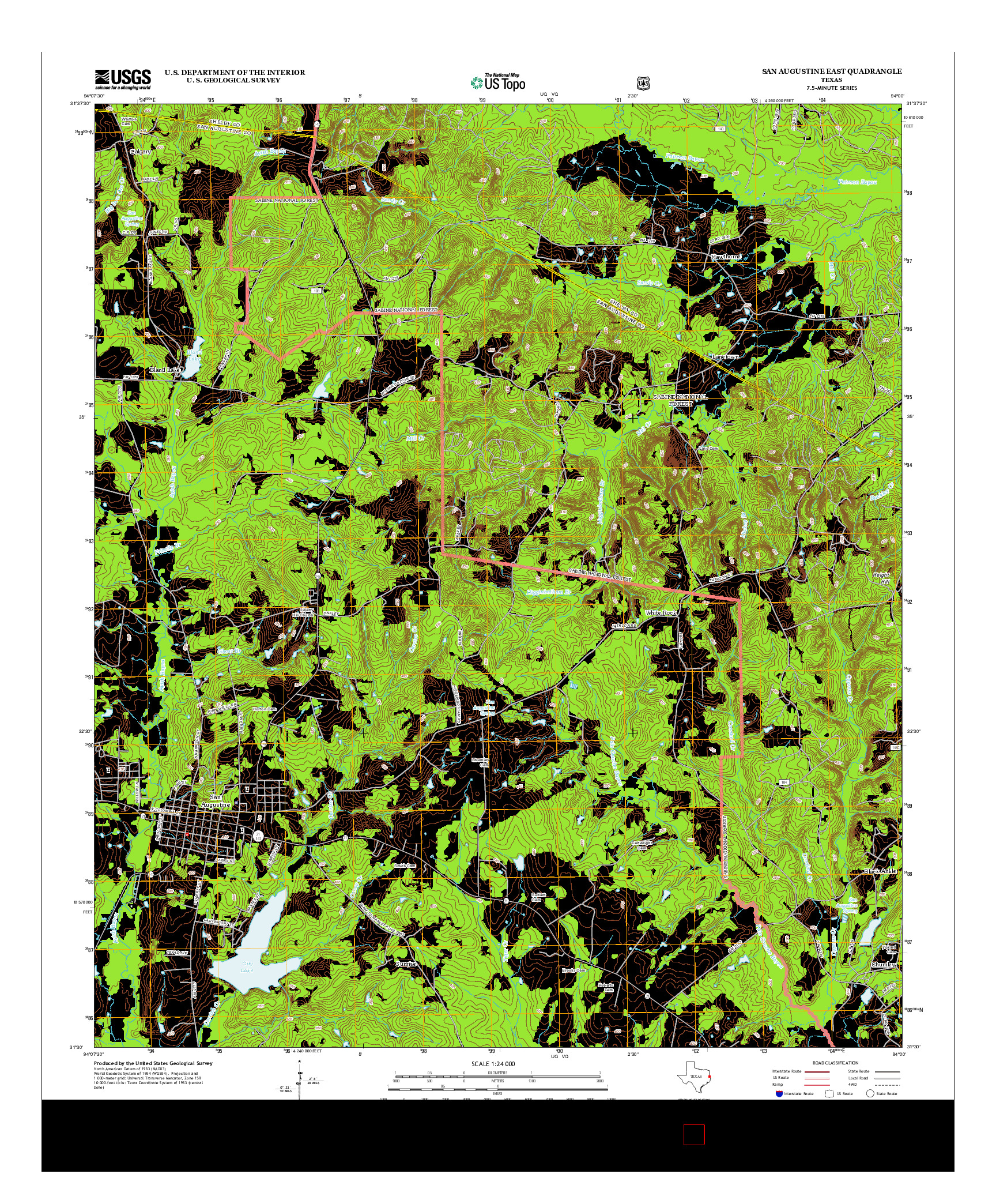 USGS US TOPO 7.5-MINUTE MAP FOR SAN AUGUSTINE EAST, TX 2013