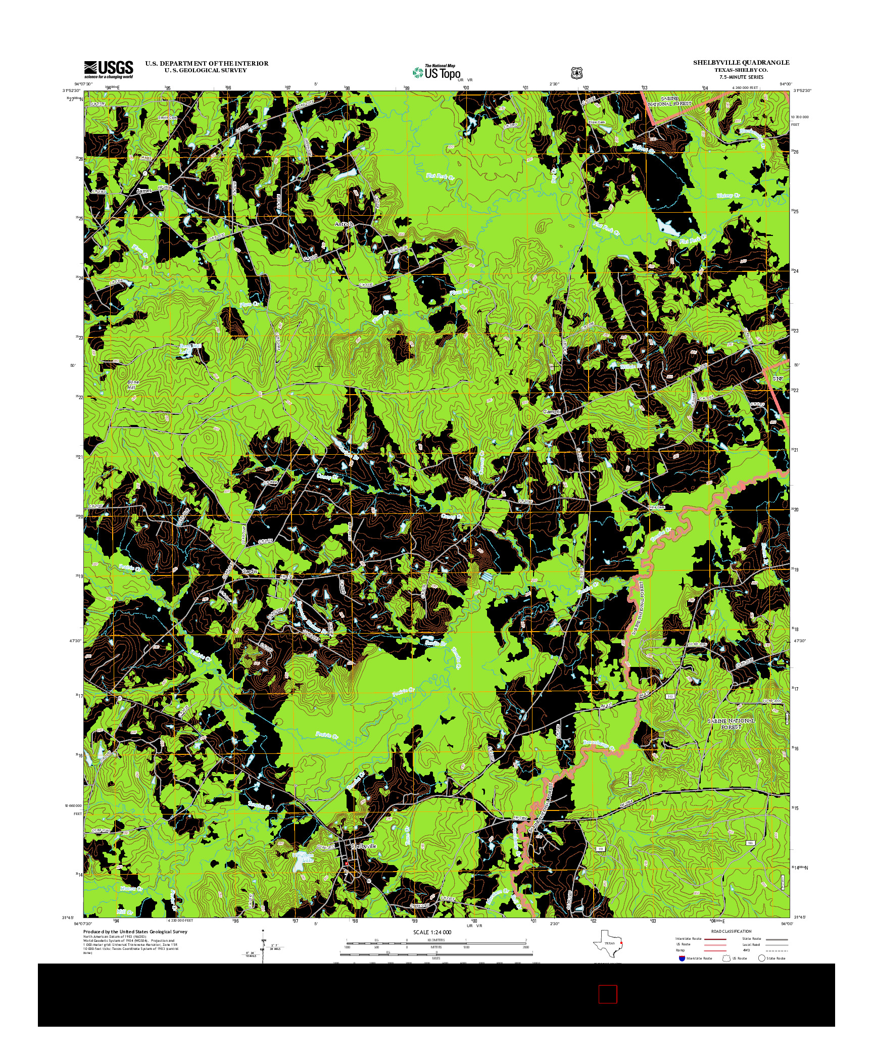 USGS US TOPO 7.5-MINUTE MAP FOR SHELBYVILLE, TX 2013