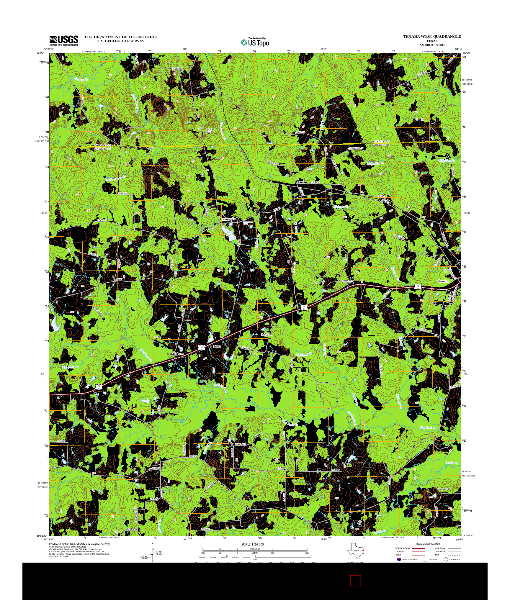 USGS US TOPO 7.5-MINUTE MAP FOR TENAHA WEST, TX 2013