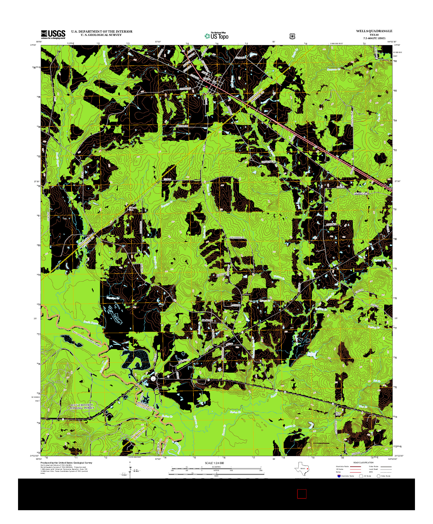 USGS US TOPO 7.5-MINUTE MAP FOR WELLS, TX 2013