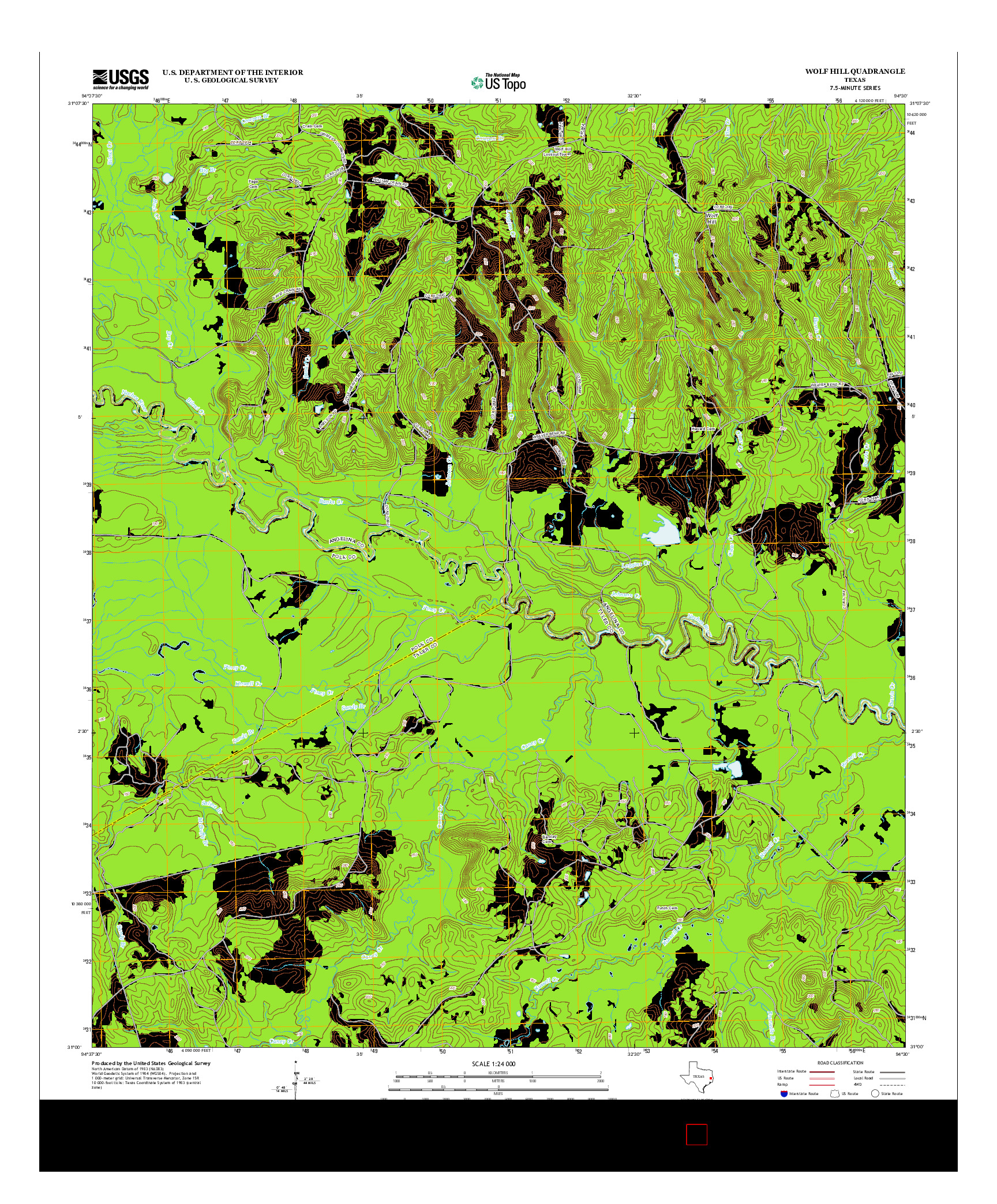 USGS US TOPO 7.5-MINUTE MAP FOR WOLF HILL, TX 2013