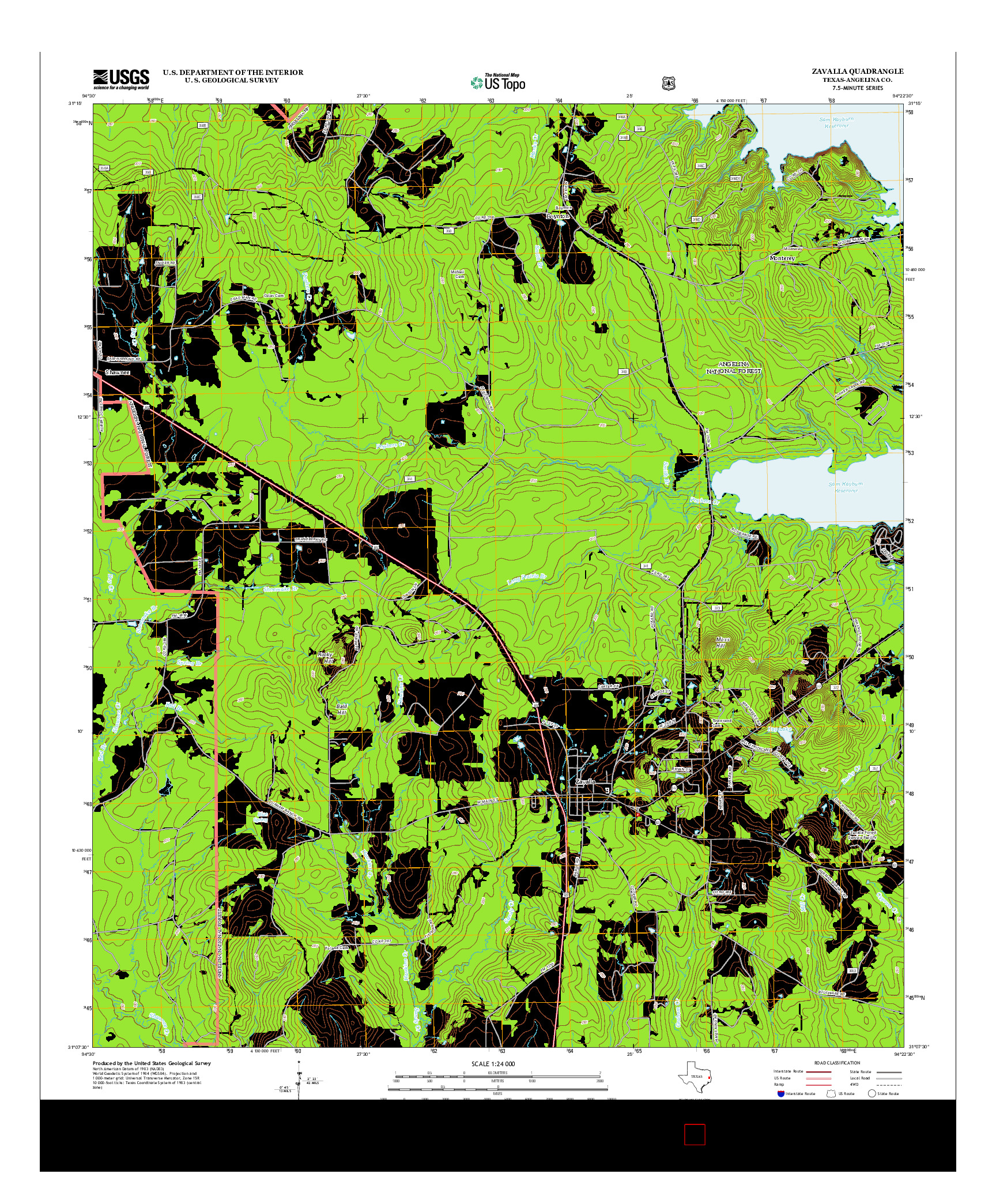 USGS US TOPO 7.5-MINUTE MAP FOR ZAVALLA, TX 2013