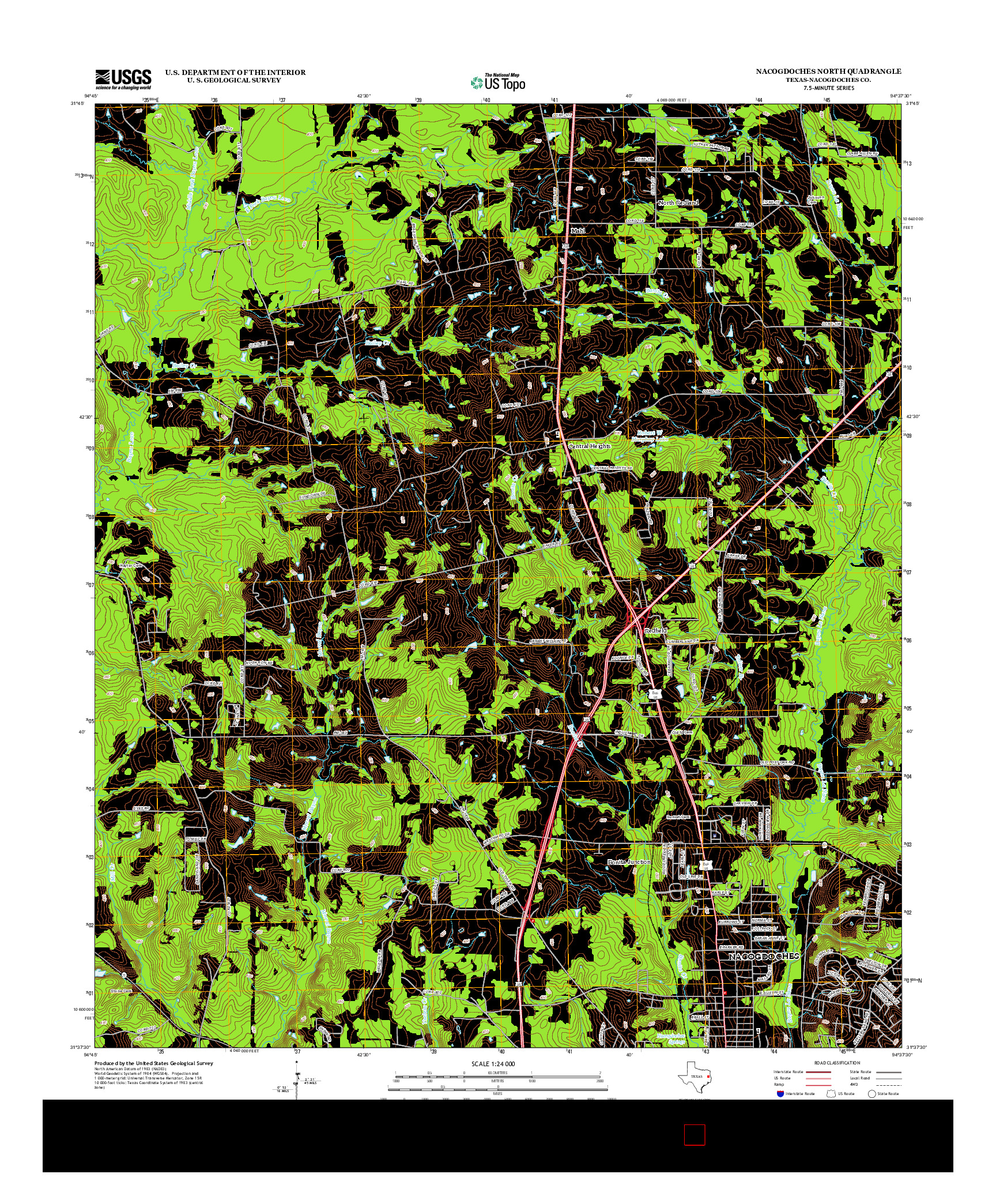 USGS US TOPO 7.5-MINUTE MAP FOR NACOGDOCHES NORTH, TX 2013