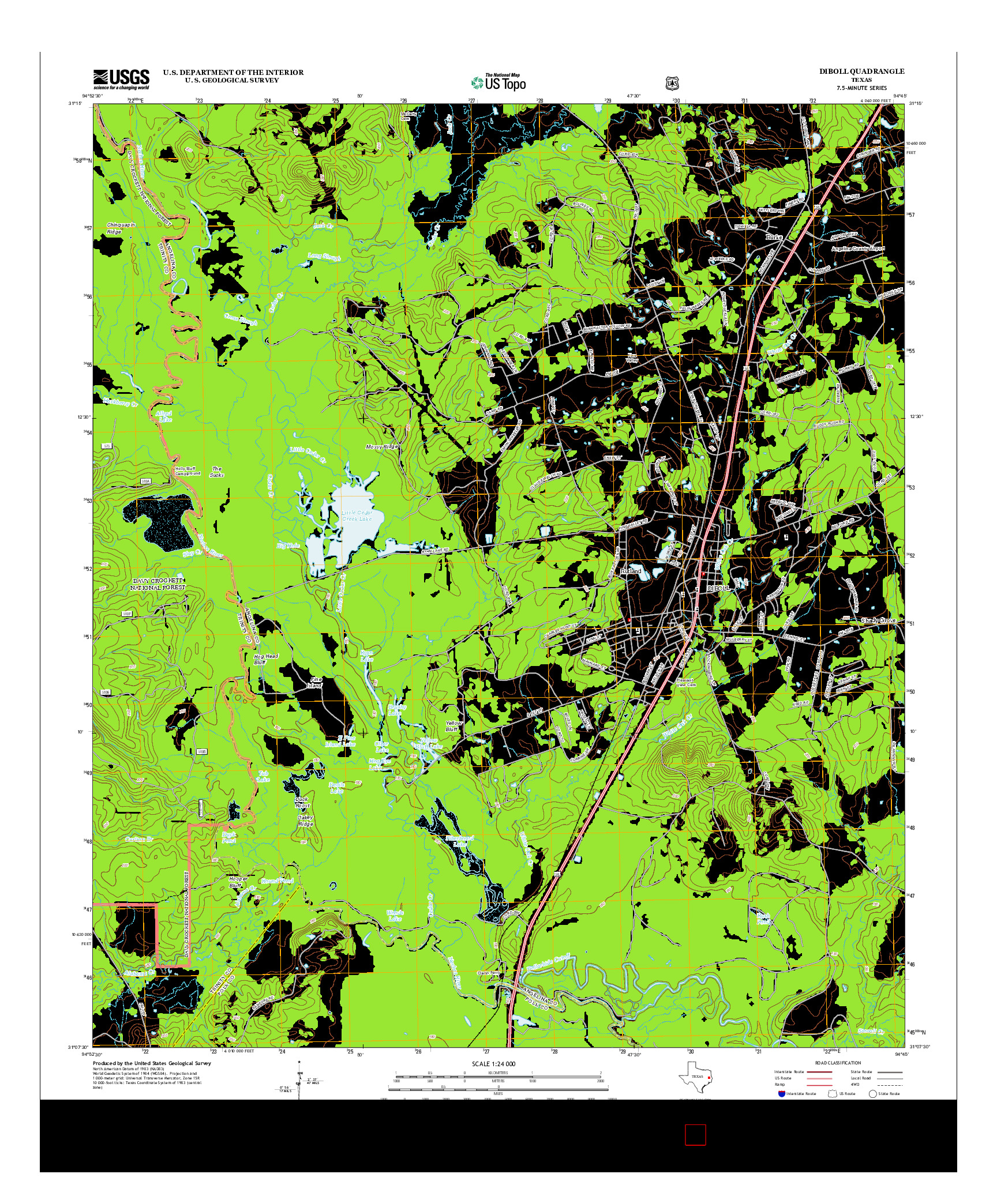 USGS US TOPO 7.5-MINUTE MAP FOR DIBOLL, TX 2013