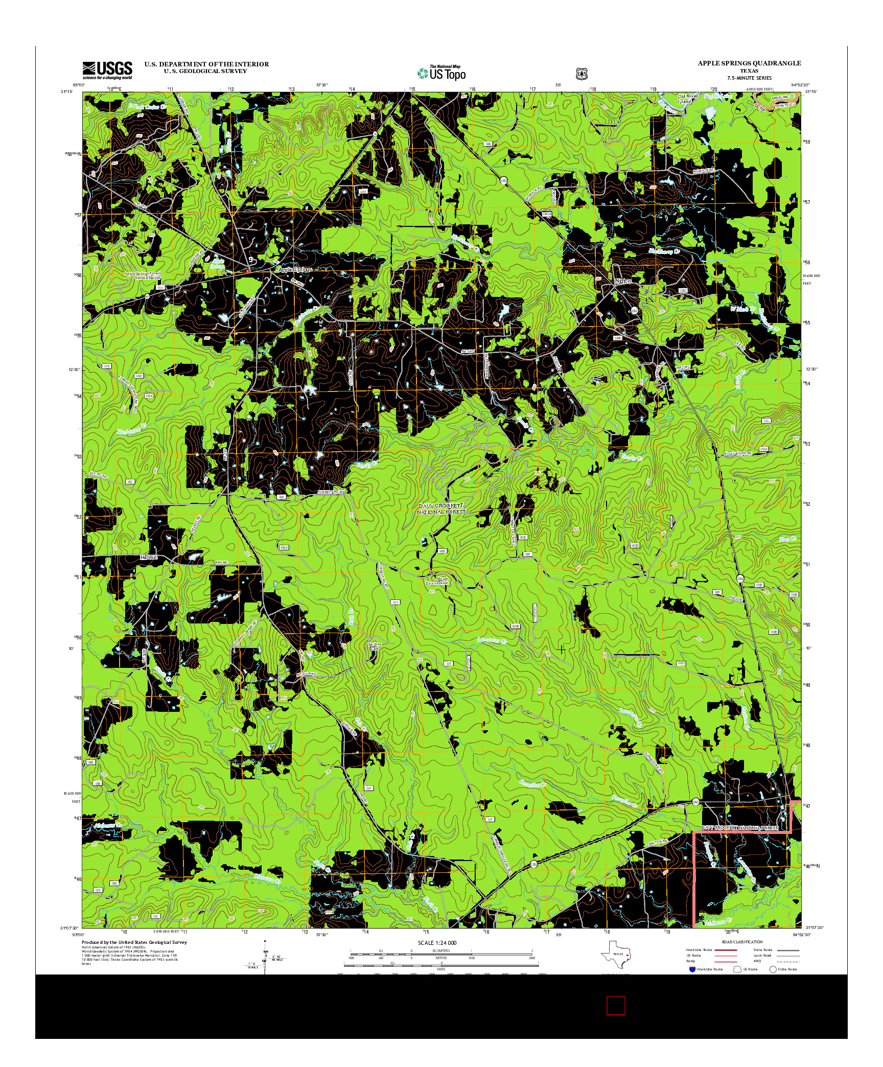 USGS US TOPO 7.5-MINUTE MAP FOR APPLE SPRINGS, TX 2013