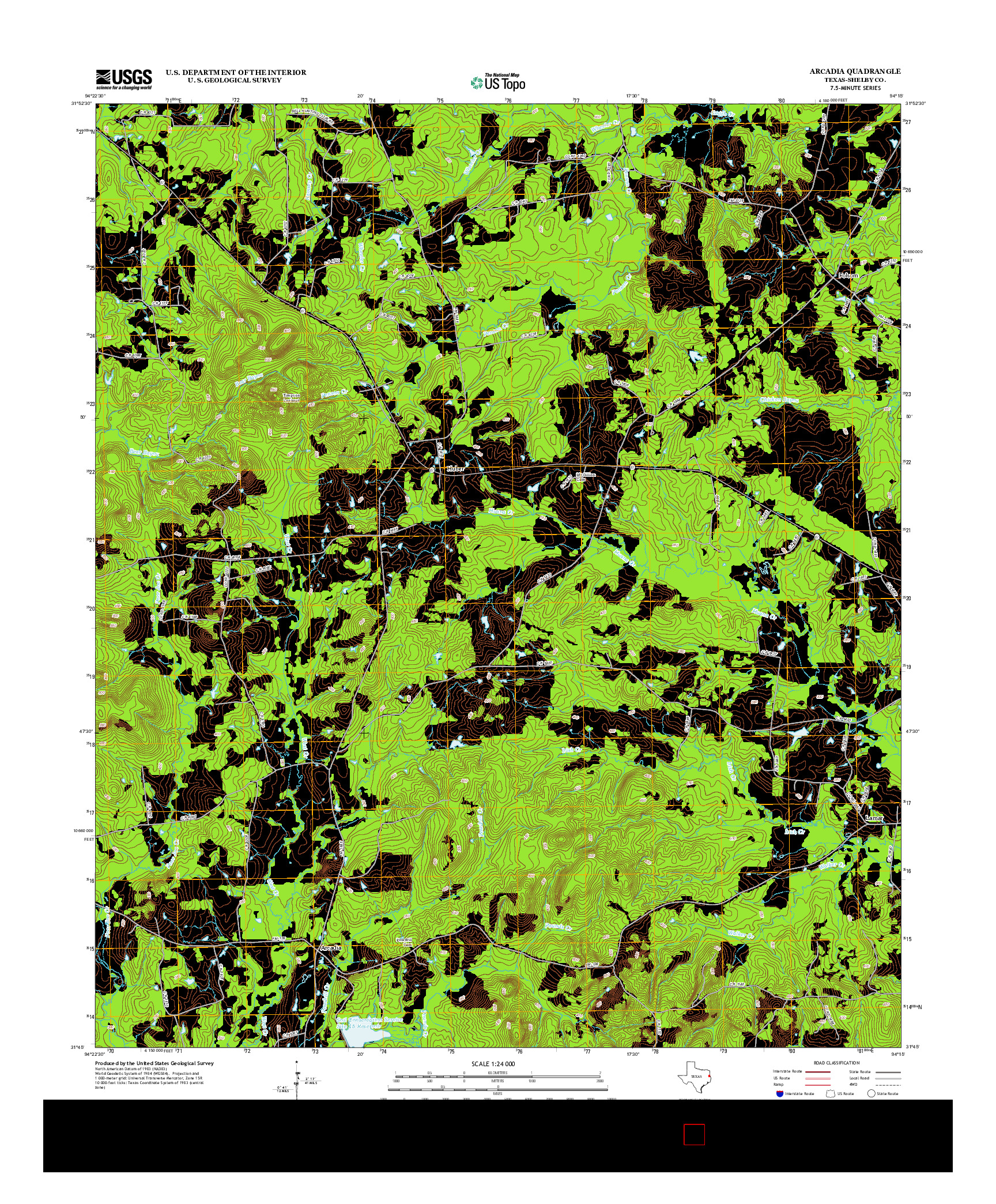 USGS US TOPO 7.5-MINUTE MAP FOR ARCADIA, TX 2013