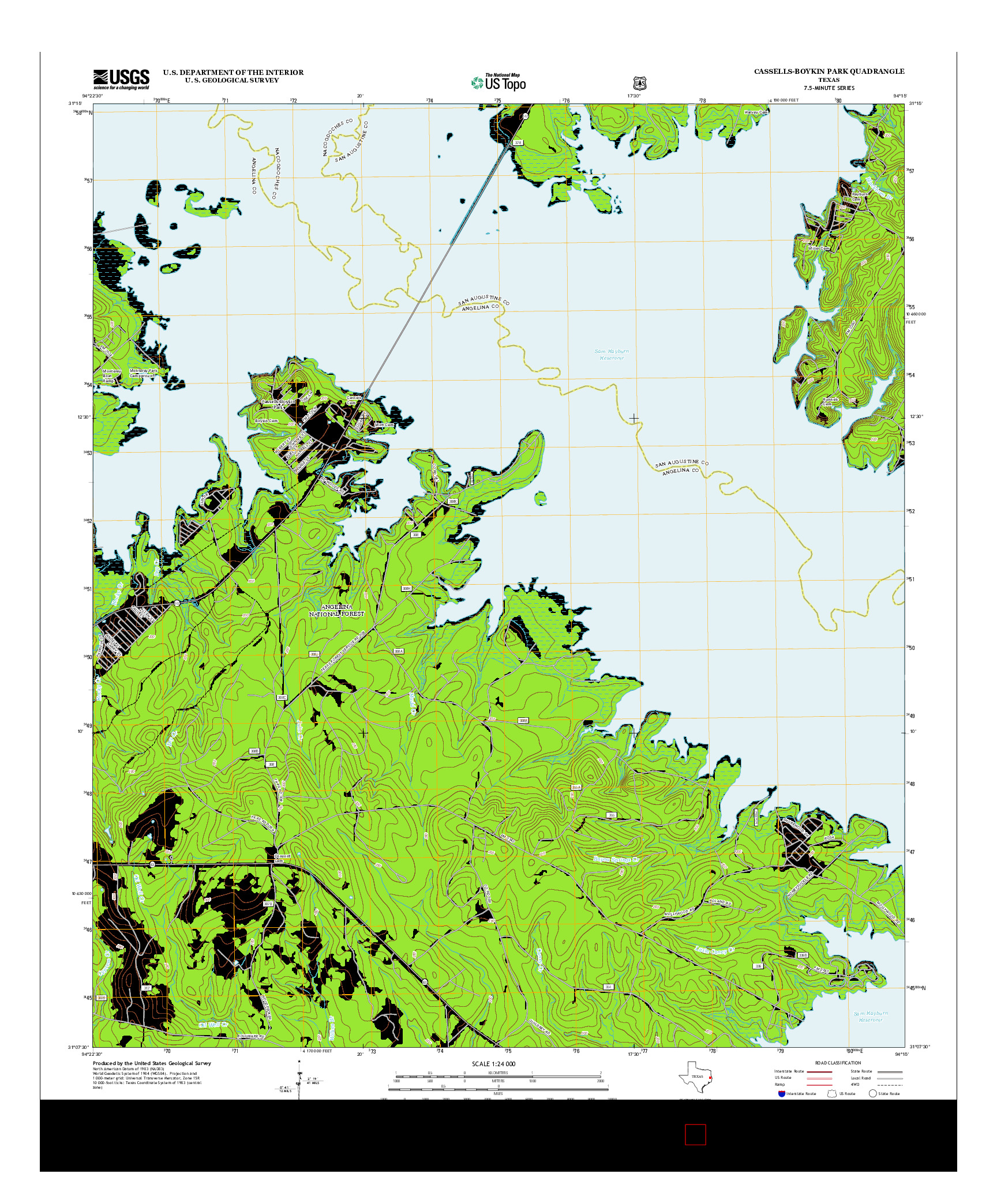USGS US TOPO 7.5-MINUTE MAP FOR CASSELLS-BOYKIN PARK, TX 2013