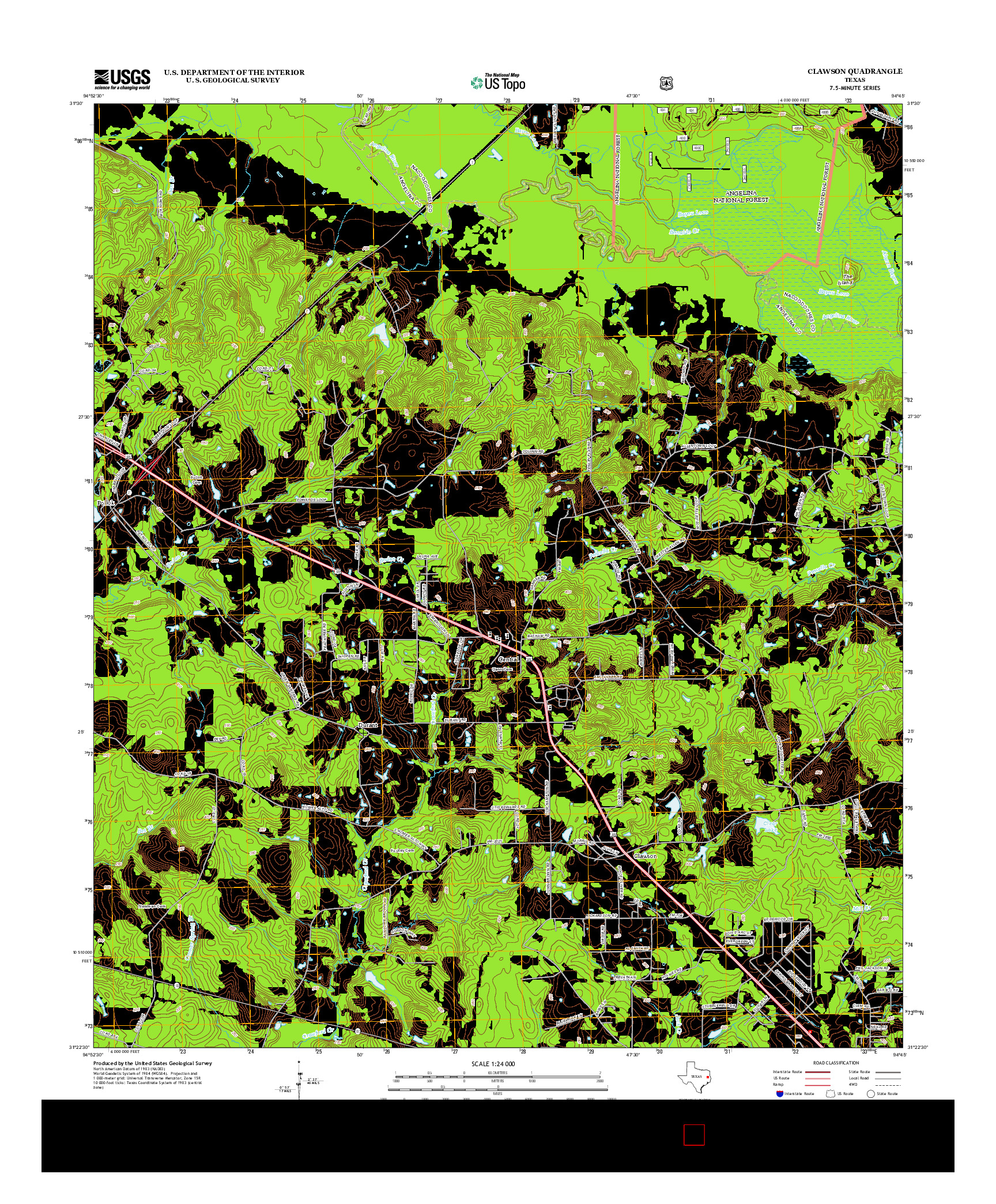 USGS US TOPO 7.5-MINUTE MAP FOR CLAWSON, TX 2013