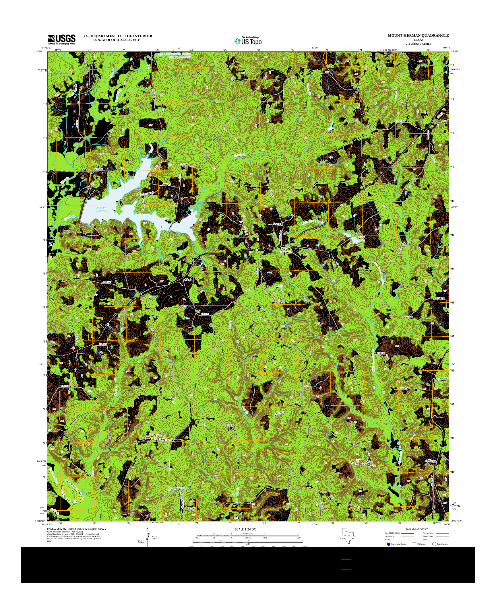 USGS US TOPO 7.5-MINUTE MAP FOR MOUNT HERMAN, TX 2013