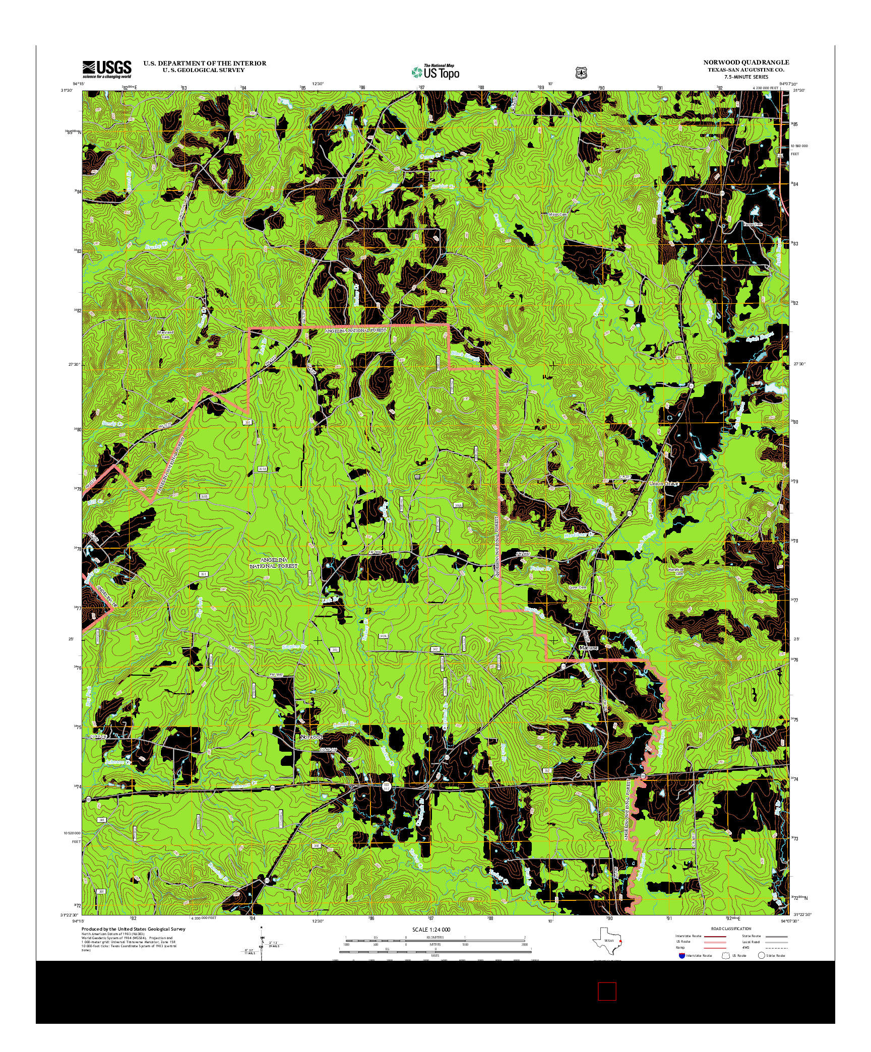 USGS US TOPO 7.5-MINUTE MAP FOR NORWOOD, TX 2013