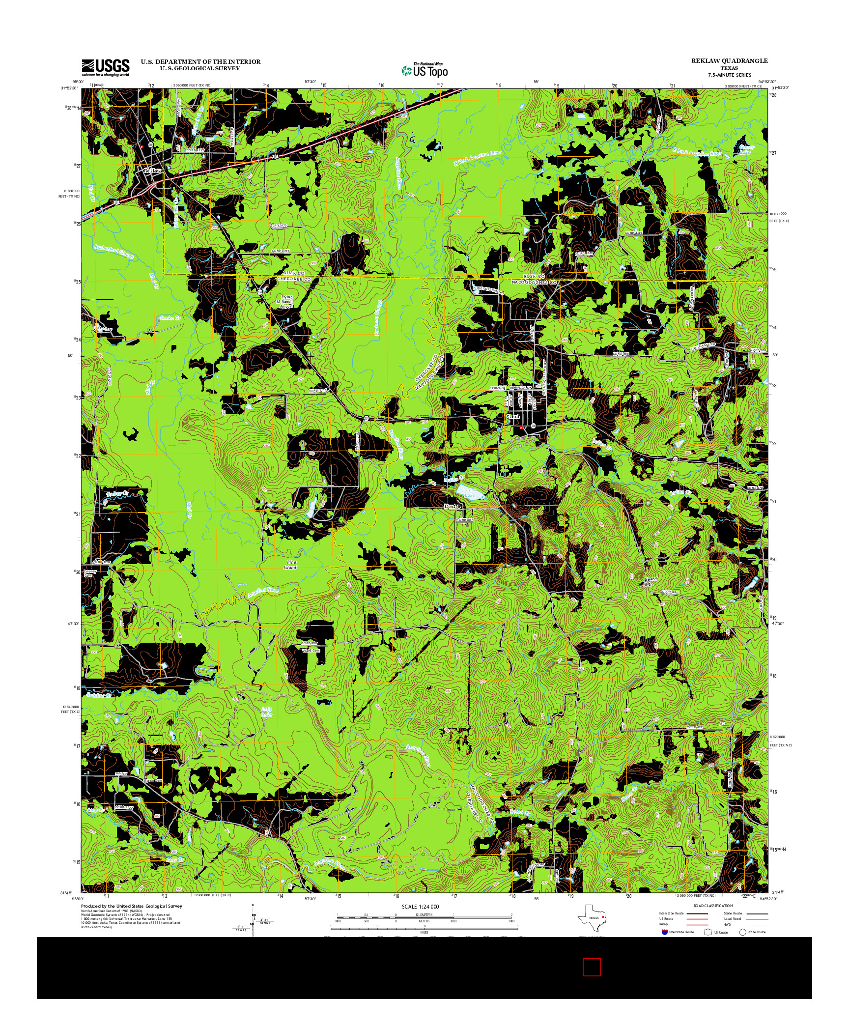 USGS US TOPO 7.5-MINUTE MAP FOR REKLAW, TX 2013
