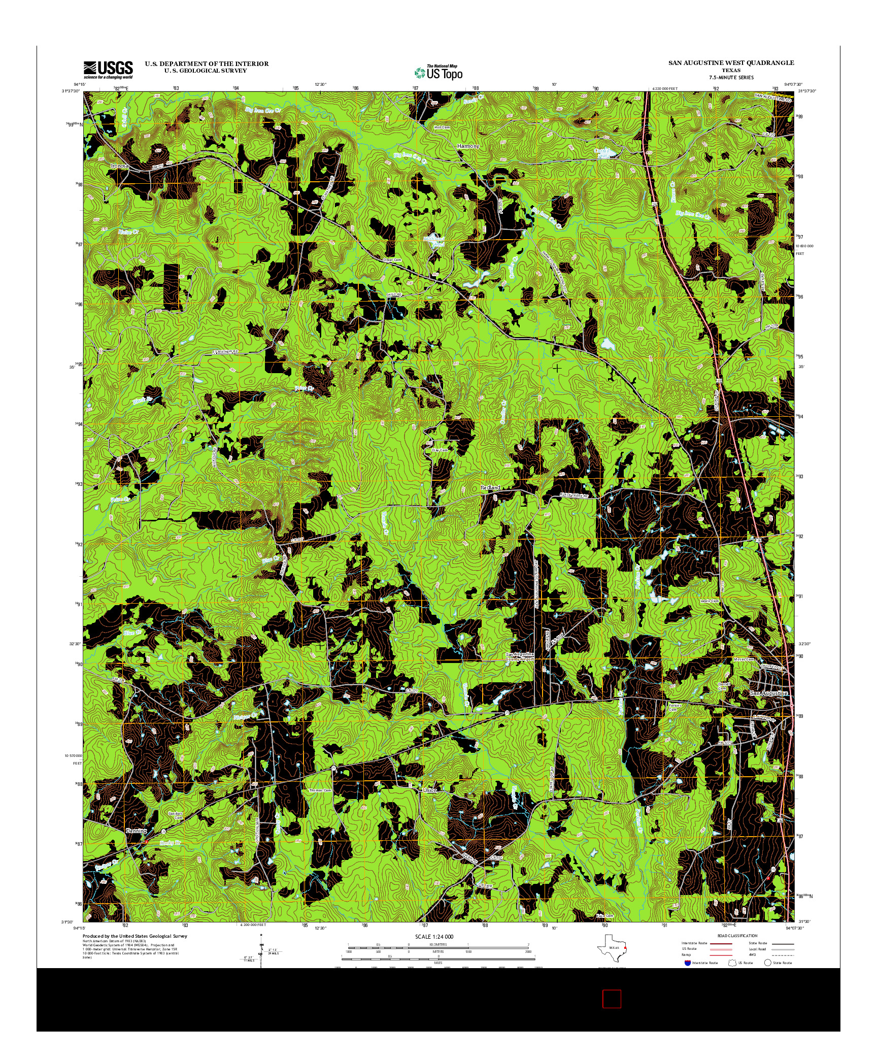 USGS US TOPO 7.5-MINUTE MAP FOR SAN AUGUSTINE WEST, TX 2013