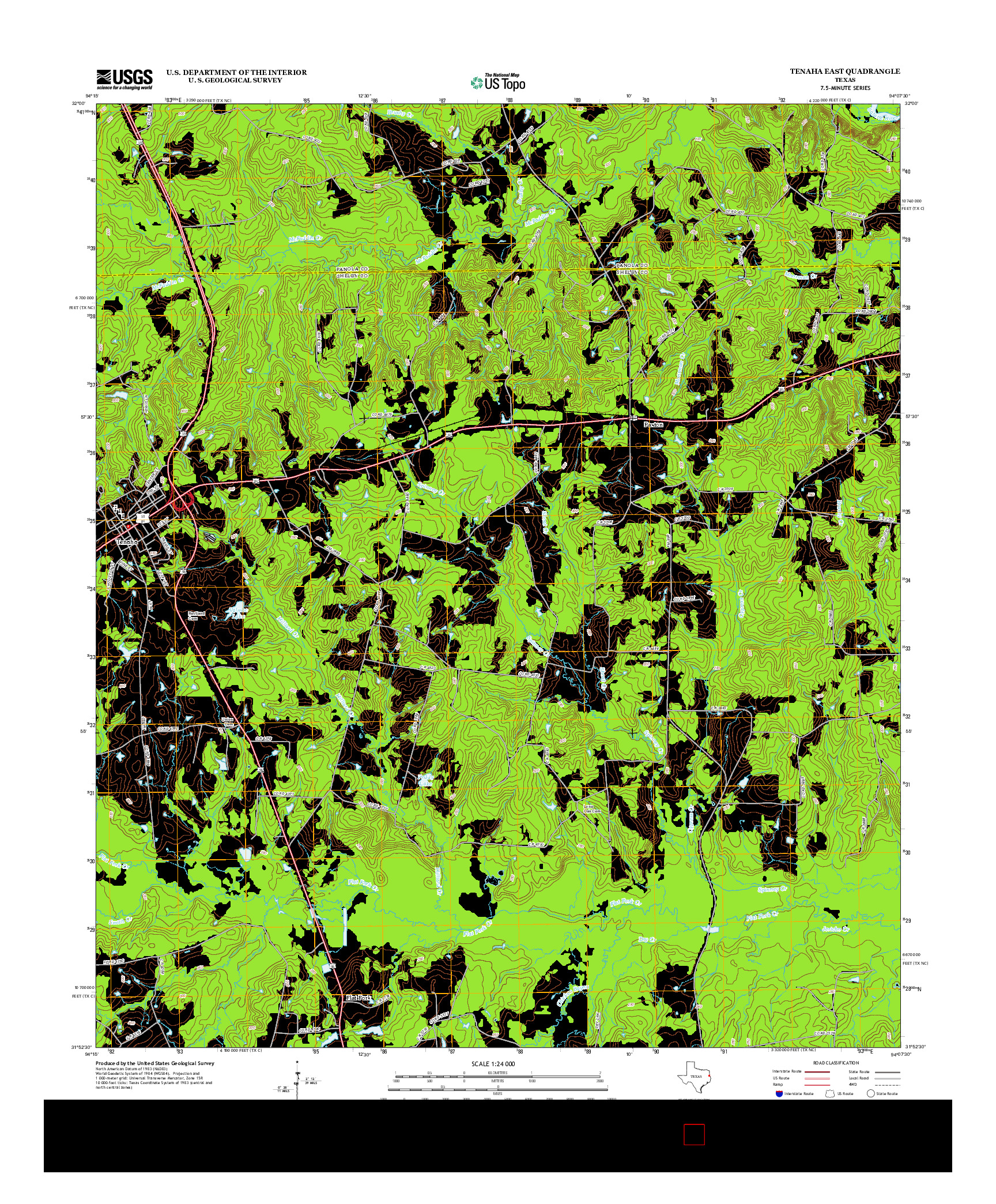 USGS US TOPO 7.5-MINUTE MAP FOR TENAHA EAST, TX 2013