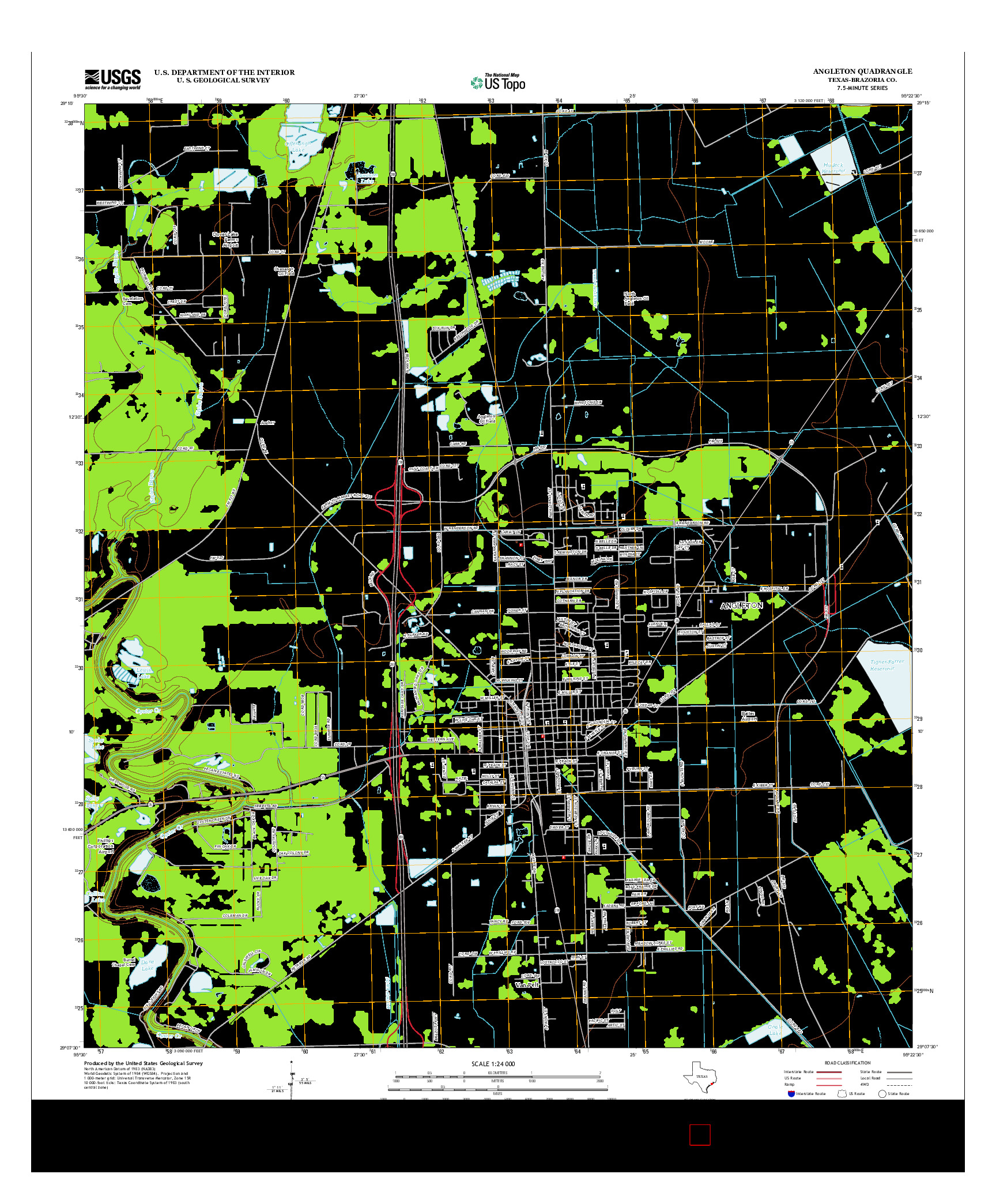 USGS US TOPO 7.5-MINUTE MAP FOR ANGLETON, TX 2013