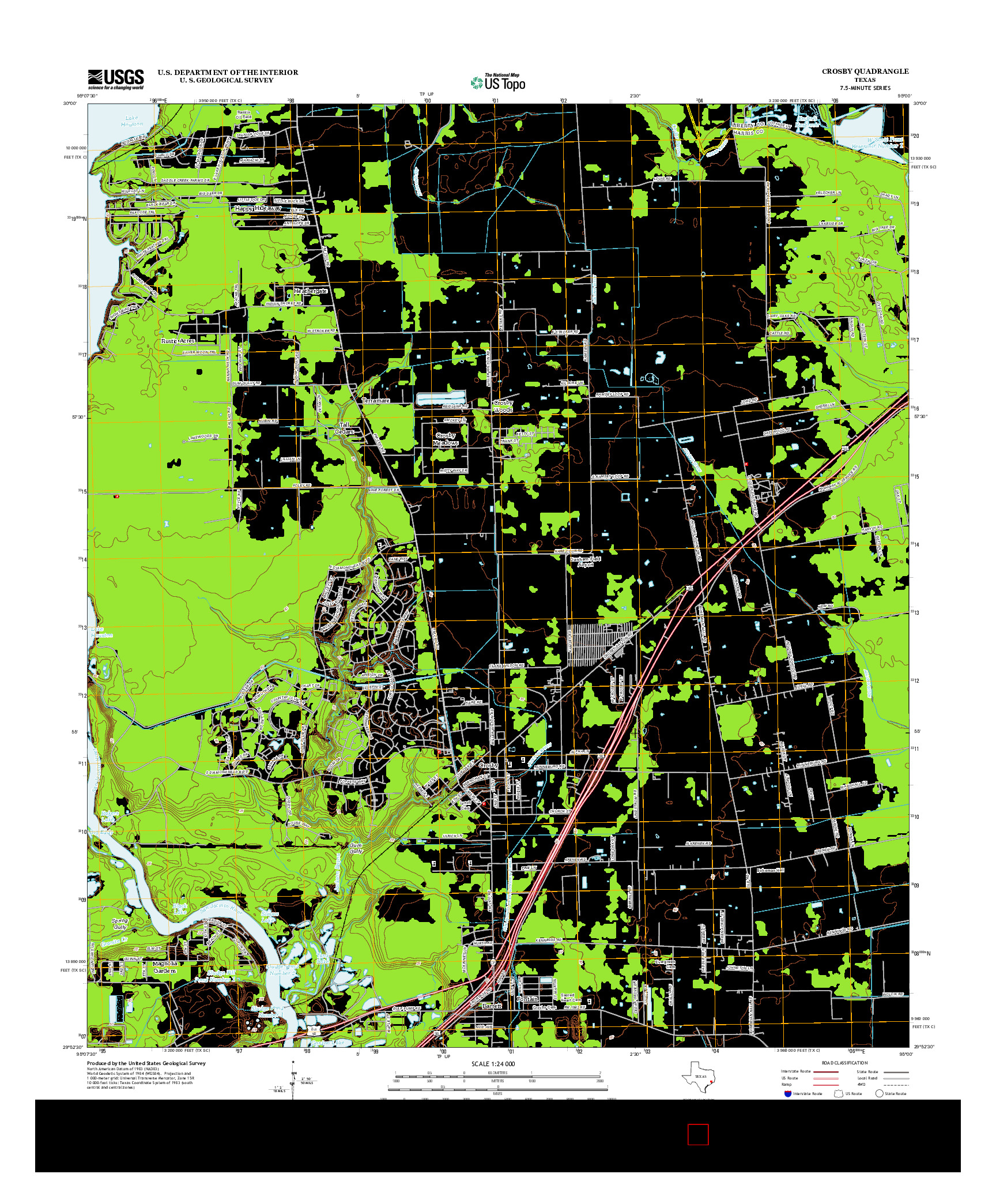 USGS US TOPO 7.5-MINUTE MAP FOR CROSBY, TX 2013