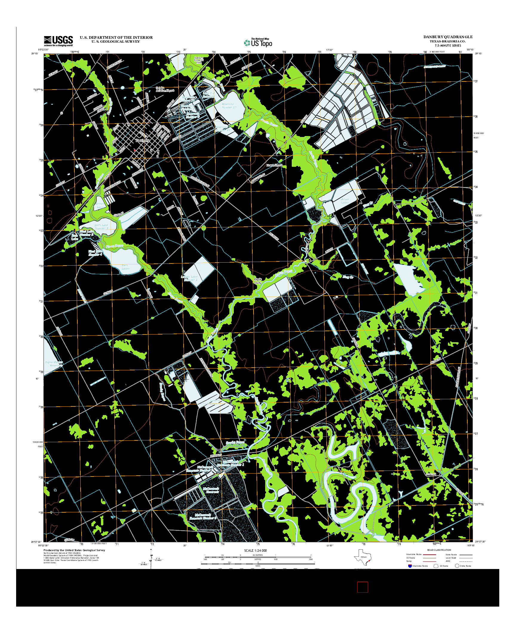 USGS US TOPO 7.5-MINUTE MAP FOR DANBURY, TX 2013
