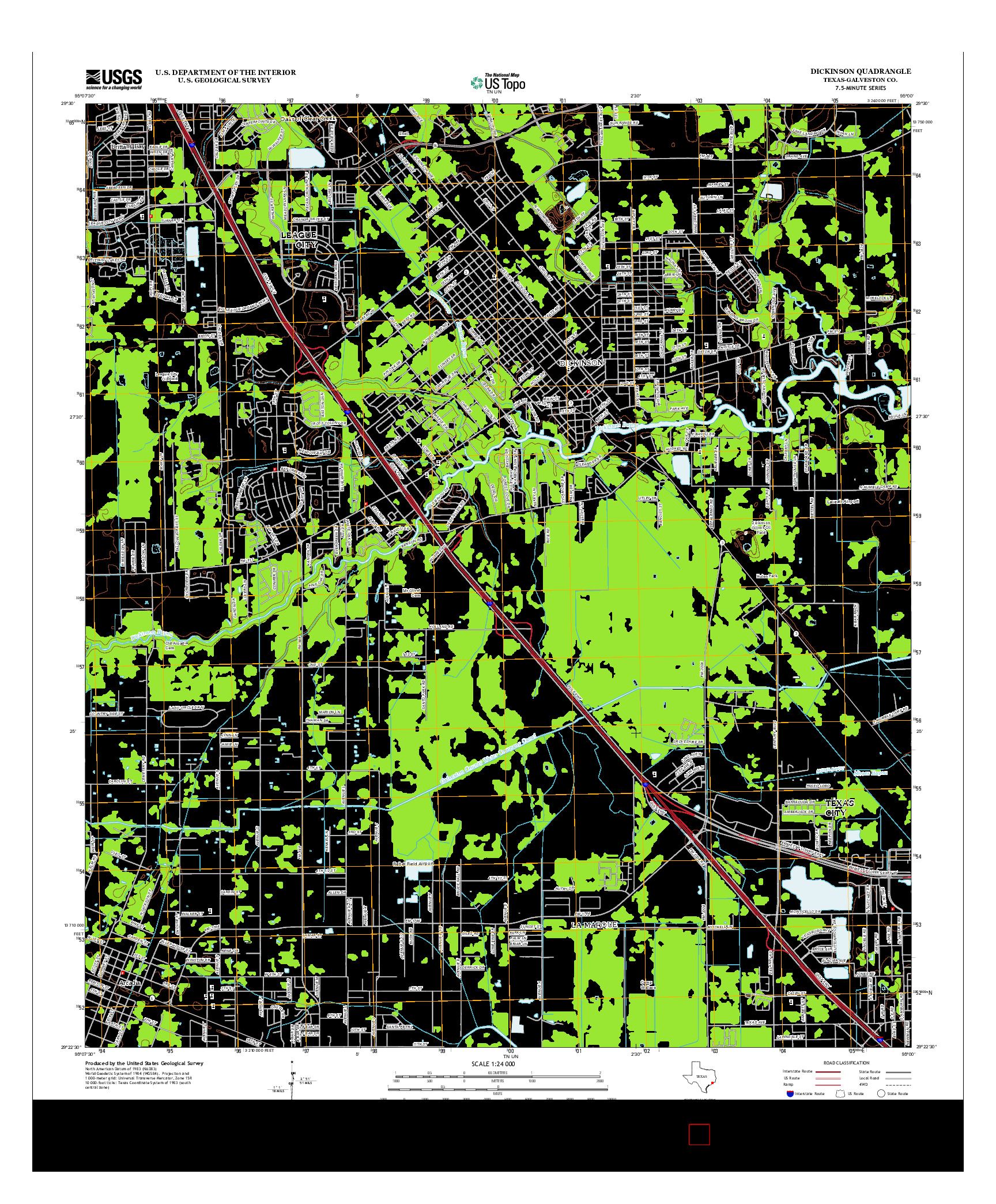 USGS US TOPO 7.5-MINUTE MAP FOR DICKINSON, TX 2013