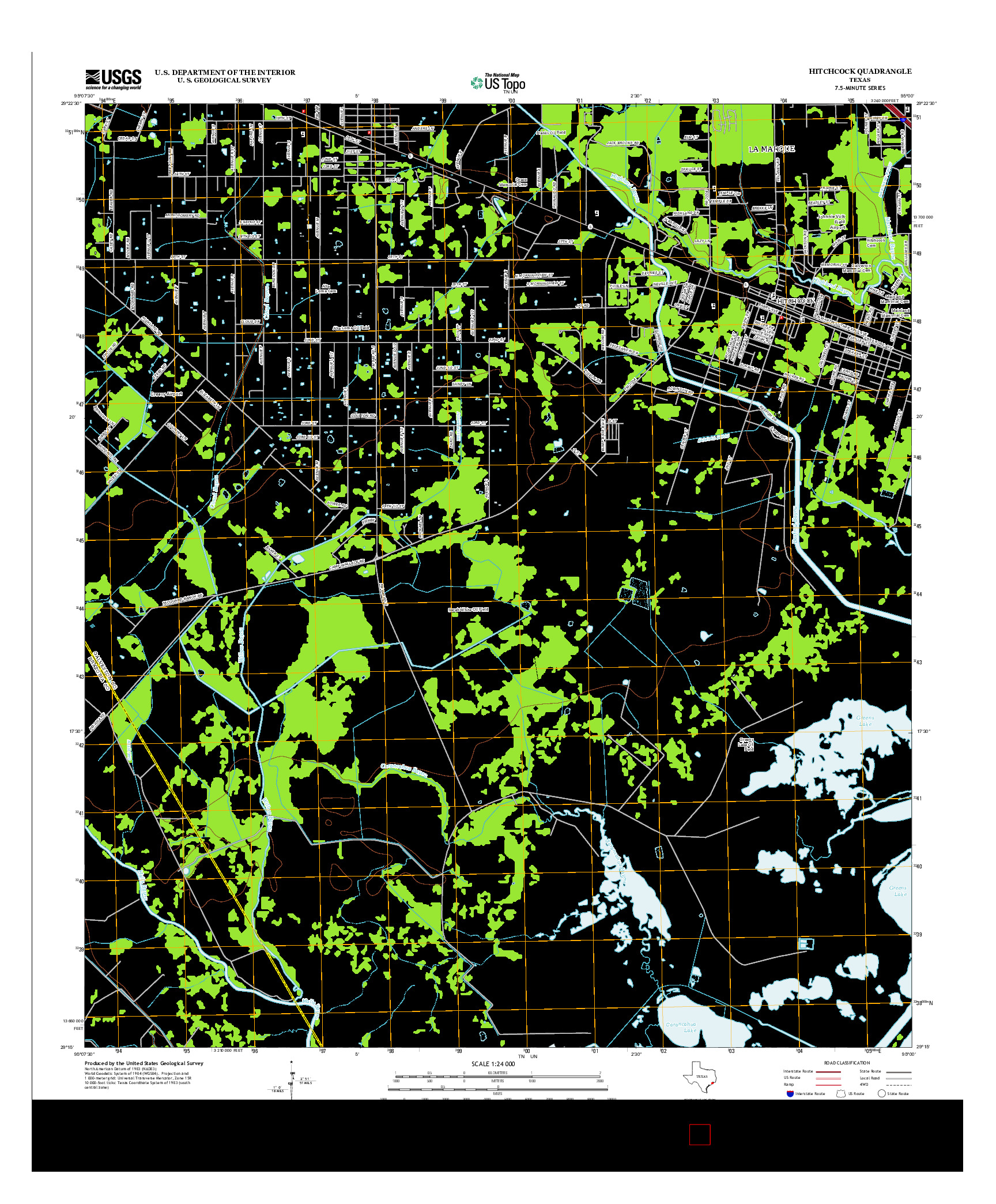 USGS US TOPO 7.5-MINUTE MAP FOR HITCHCOCK, TX 2013