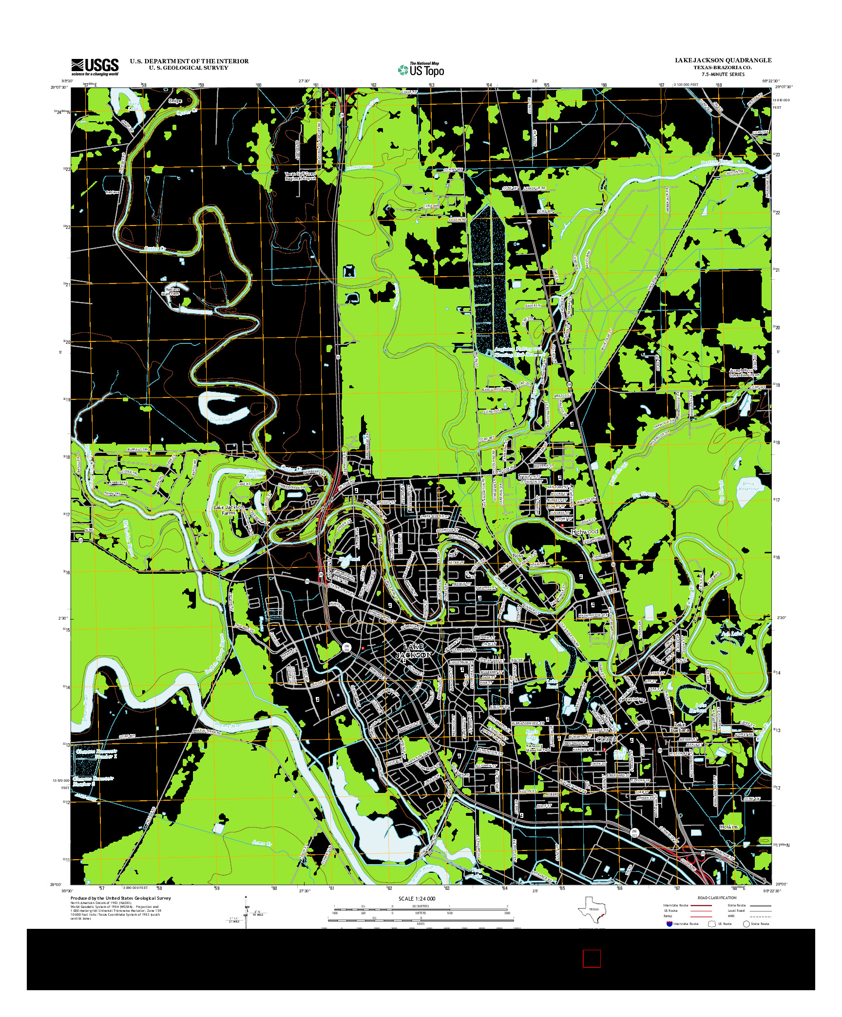 USGS US TOPO 7.5-MINUTE MAP FOR LAKE JACKSON, TX 2013