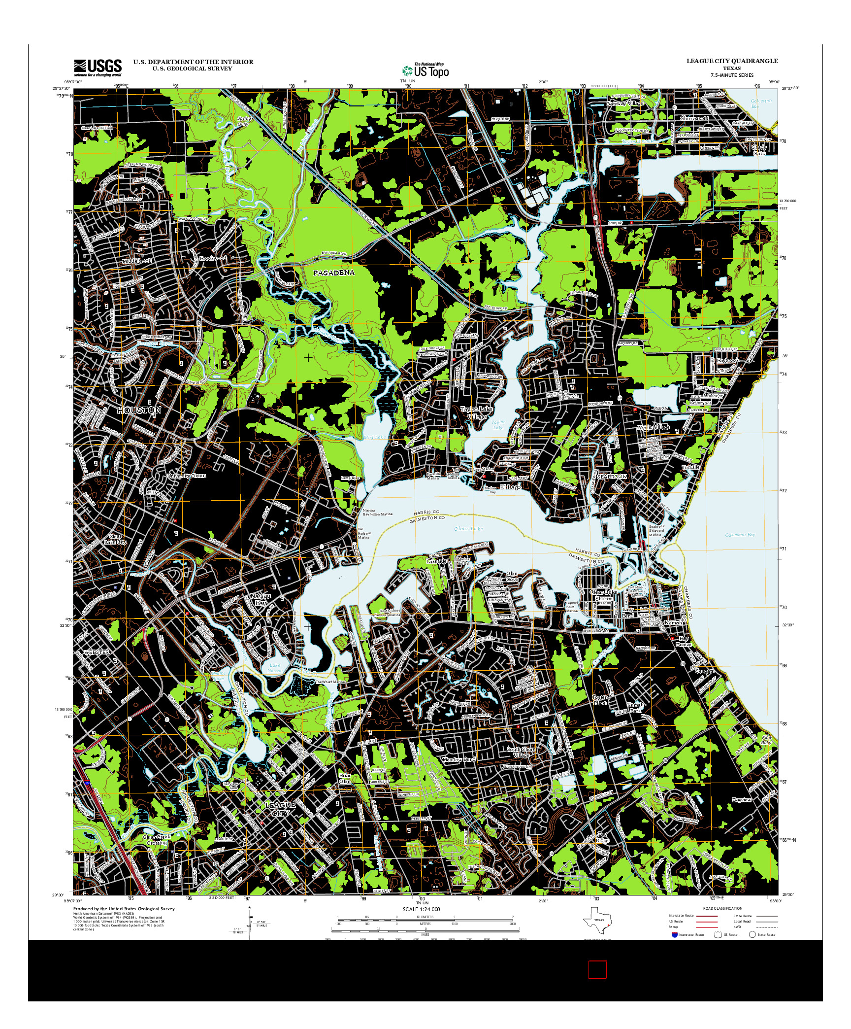 USGS US TOPO 7.5-MINUTE MAP FOR LEAGUE CITY, TX 2013