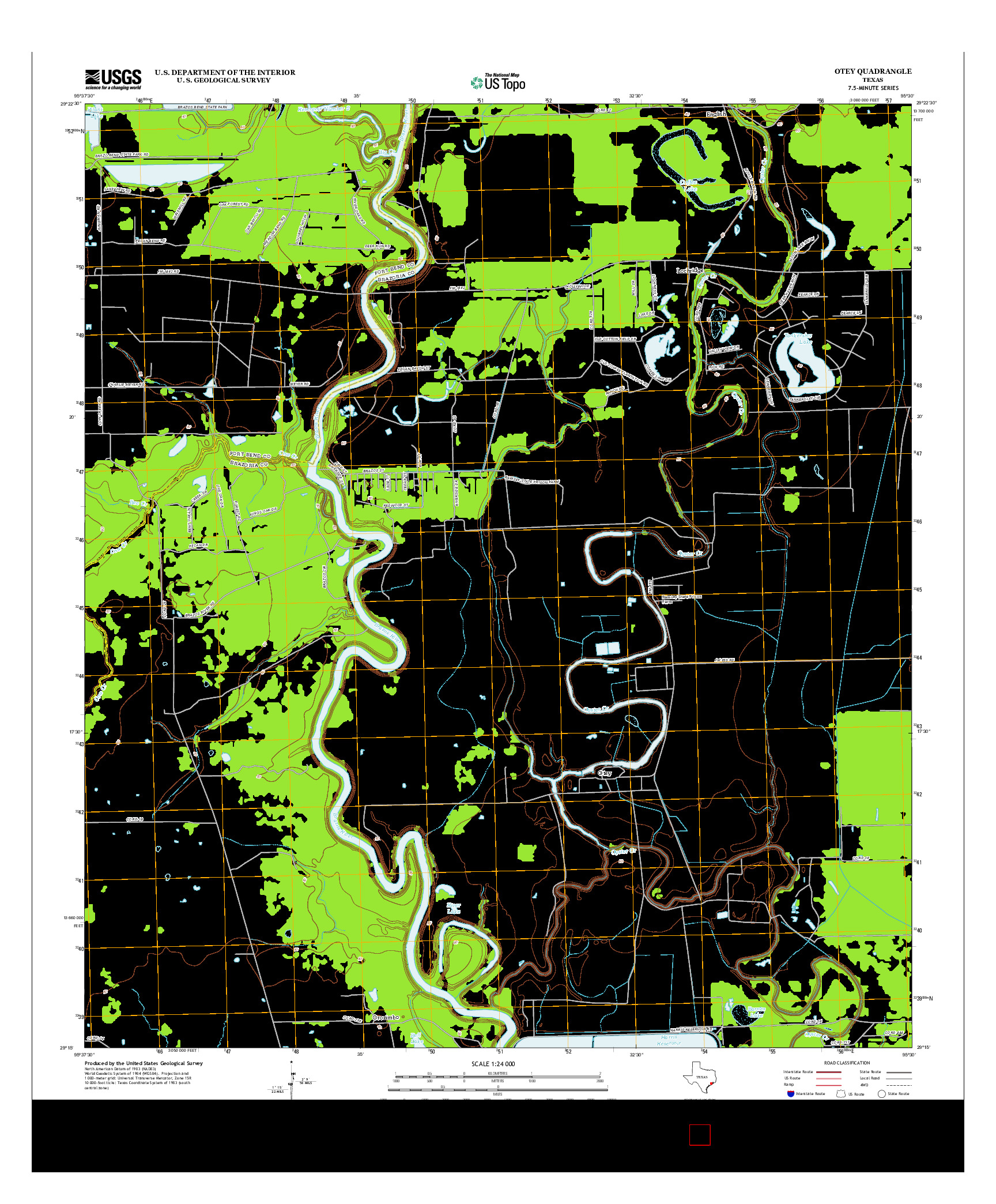 USGS US TOPO 7.5-MINUTE MAP FOR OTEY, TX 2013