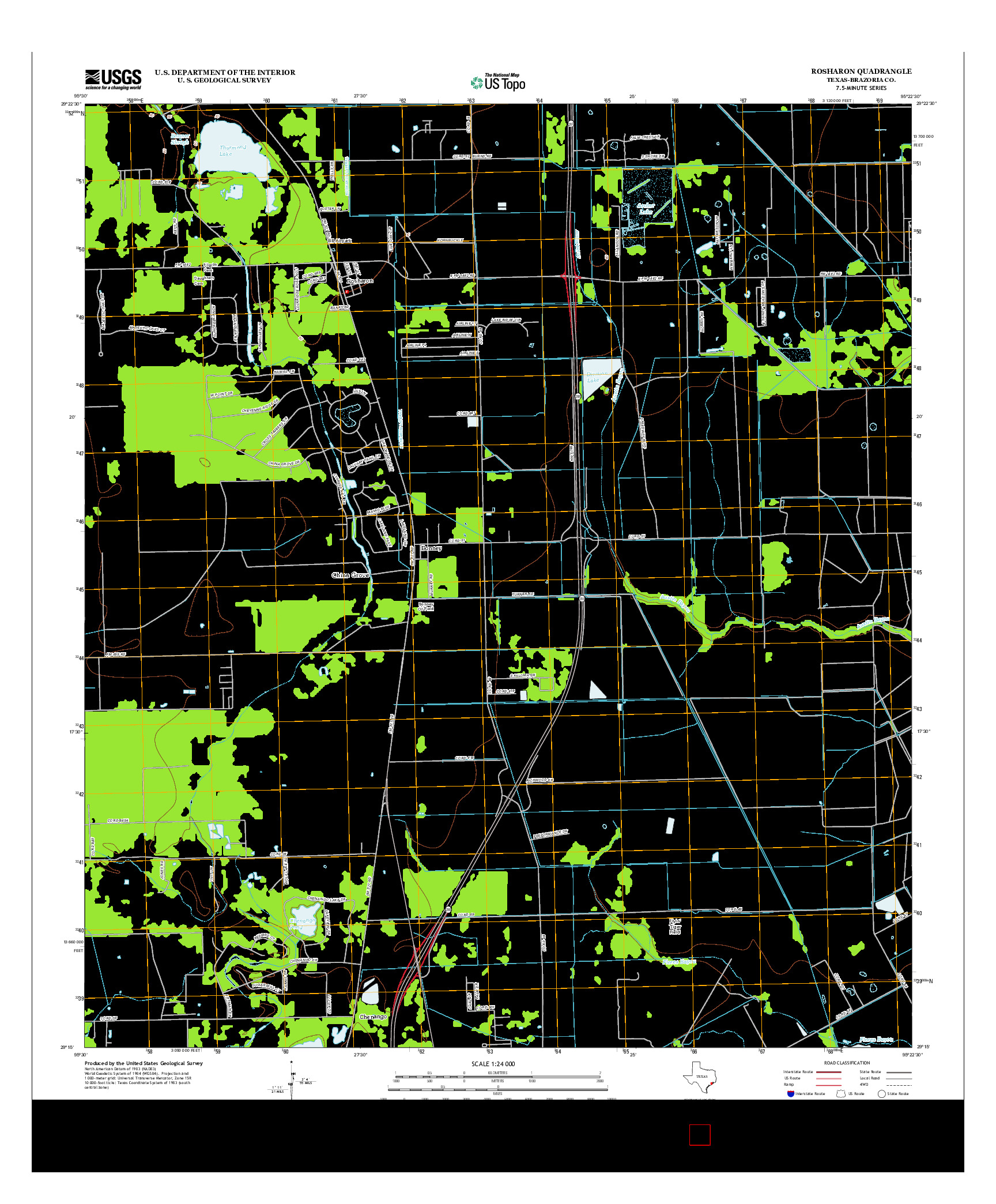 USGS US TOPO 7.5-MINUTE MAP FOR ROSHARON, TX 2013