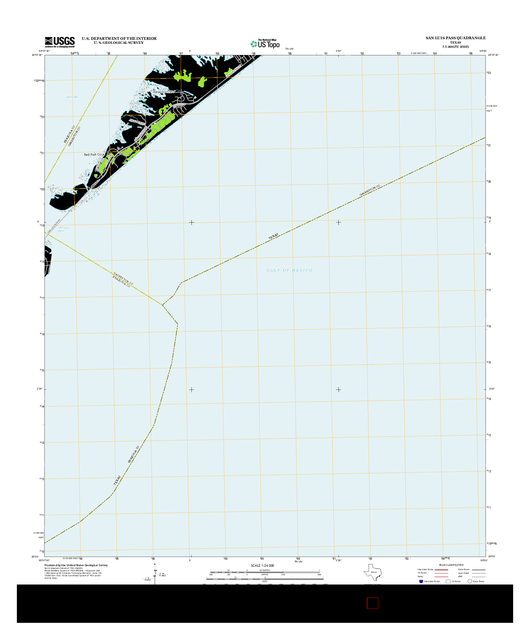 USGS US TOPO 7.5-MINUTE MAP FOR SAN LUIS PASS, TX 2013