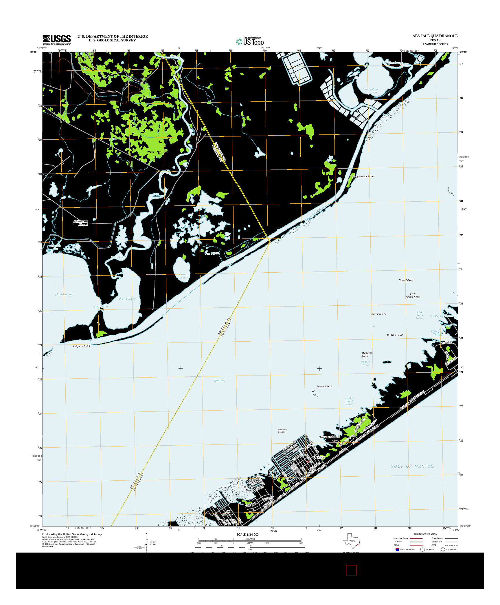 USGS US TOPO 7.5-MINUTE MAP FOR SEA ISLE, TX 2013