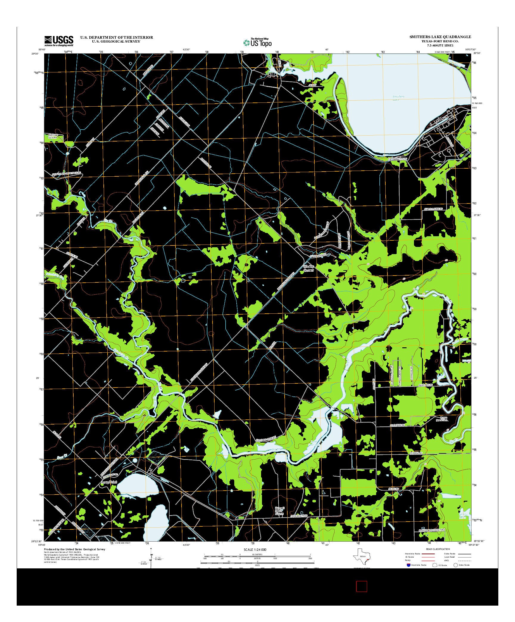 USGS US TOPO 7.5-MINUTE MAP FOR SMITHERS LAKE, TX 2013