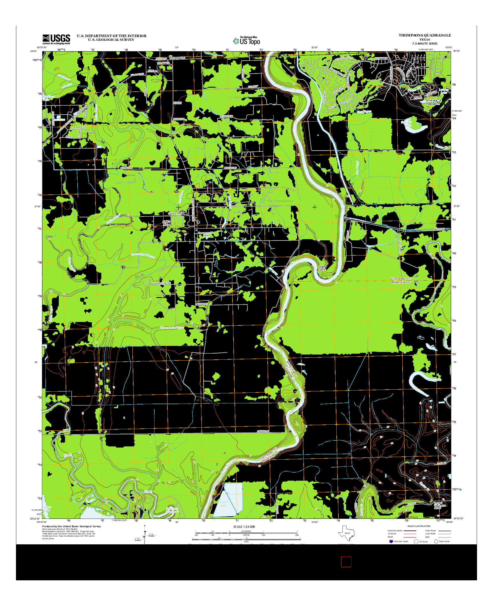 USGS US TOPO 7.5-MINUTE MAP FOR THOMPSONS, TX 2013