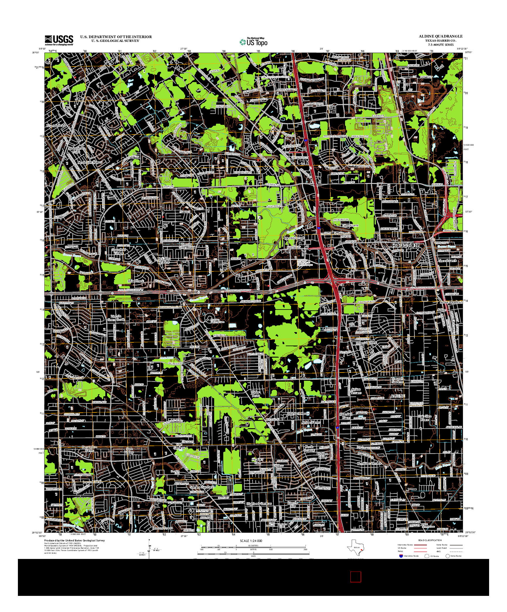 USGS US TOPO 7.5-MINUTE MAP FOR ALDINE, TX 2013