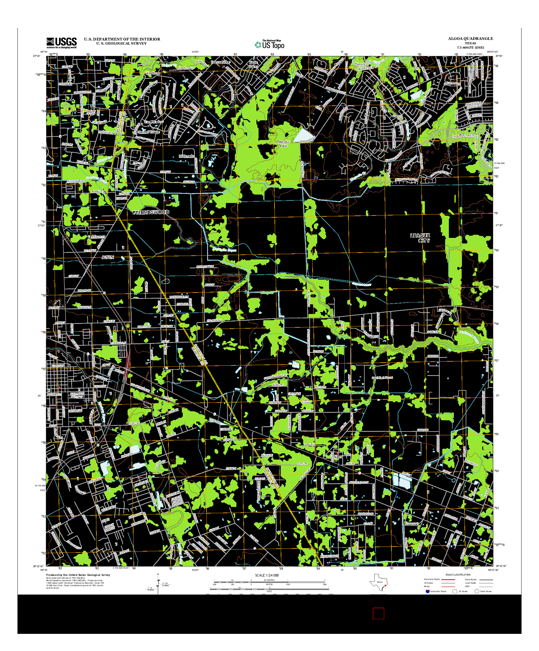 USGS US TOPO 7.5-MINUTE MAP FOR ALGOA, TX 2013