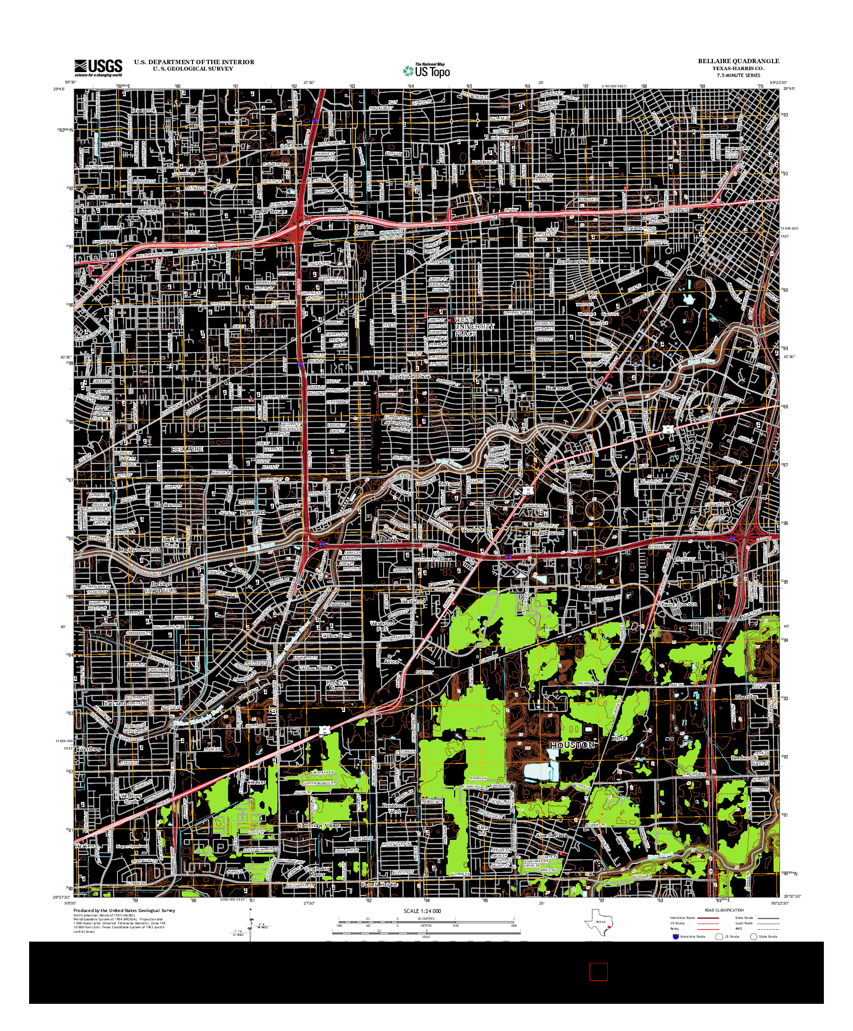 USGS US TOPO 7.5-MINUTE MAP FOR BELLAIRE, TX 2013