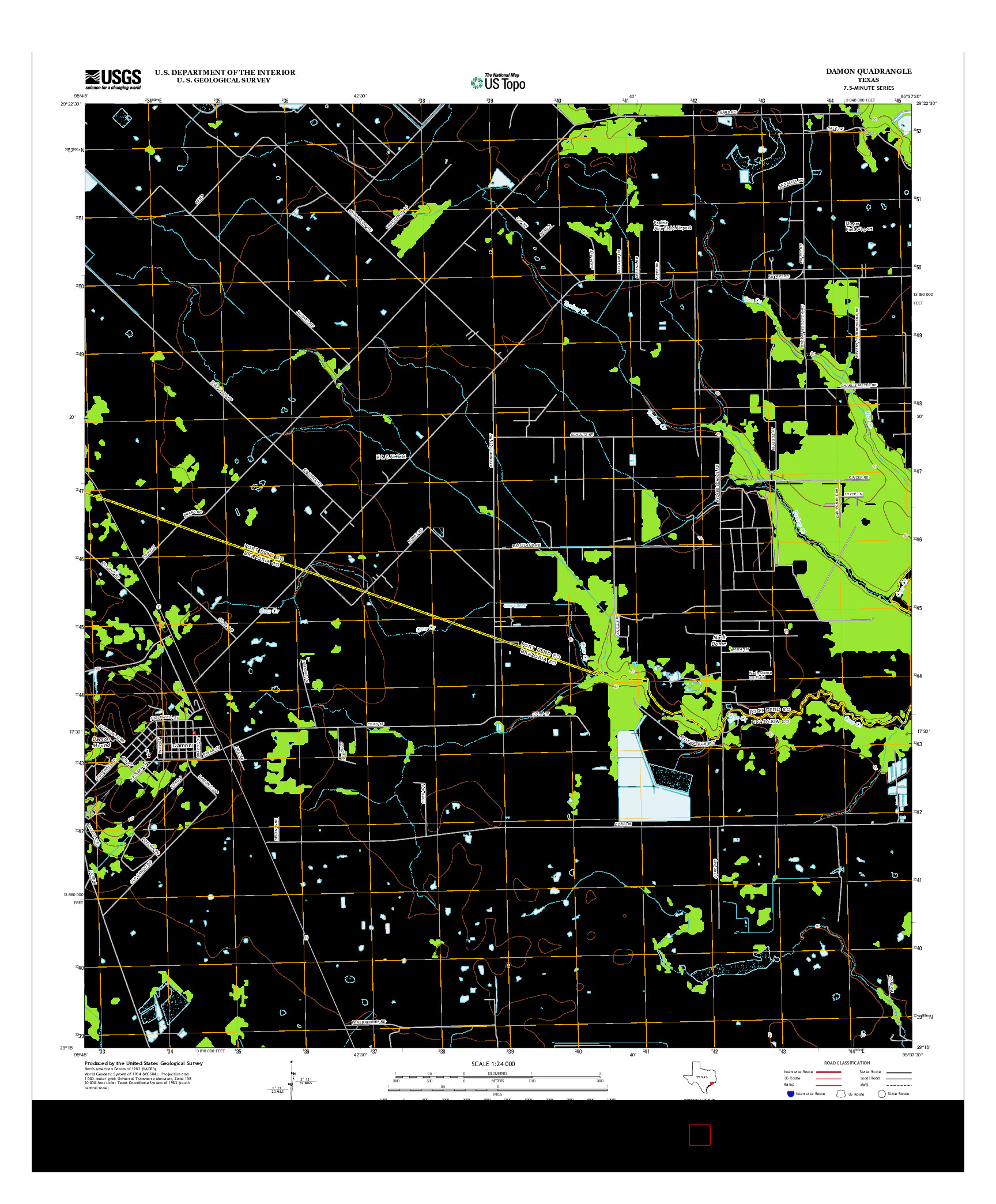 USGS US TOPO 7.5-MINUTE MAP FOR DAMON, TX 2013