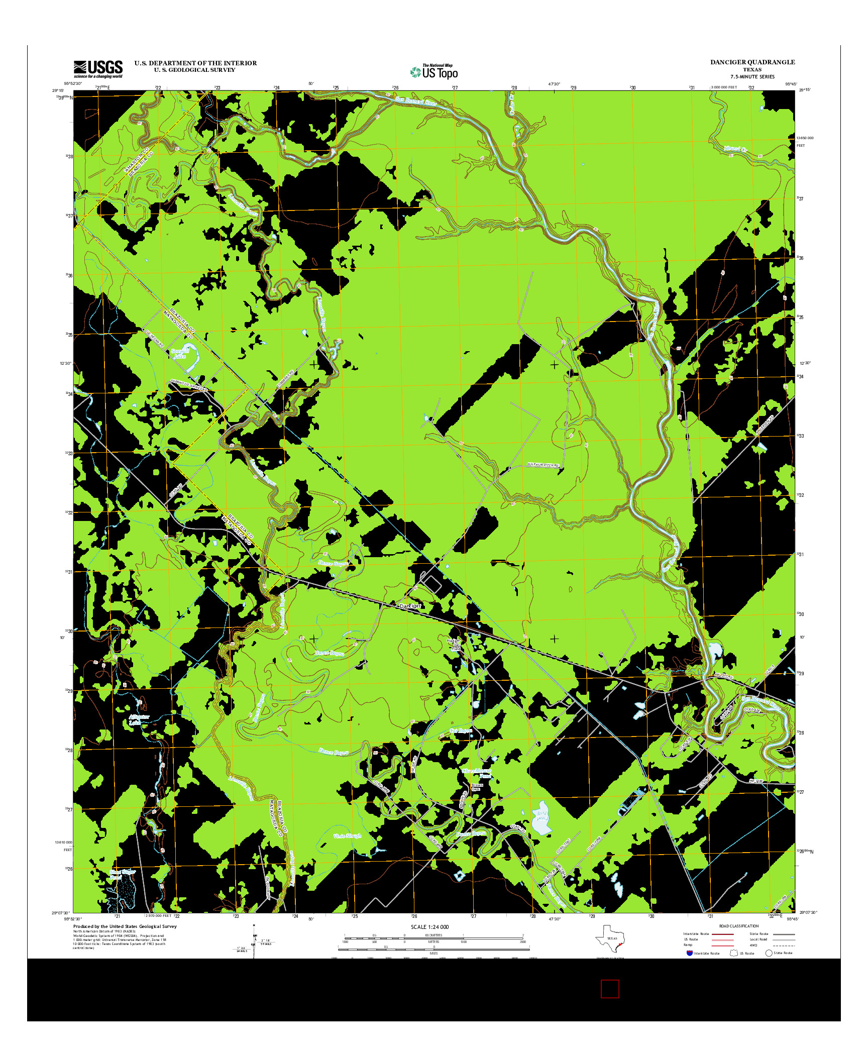 USGS US TOPO 7.5-MINUTE MAP FOR DANCIGER, TX 2013