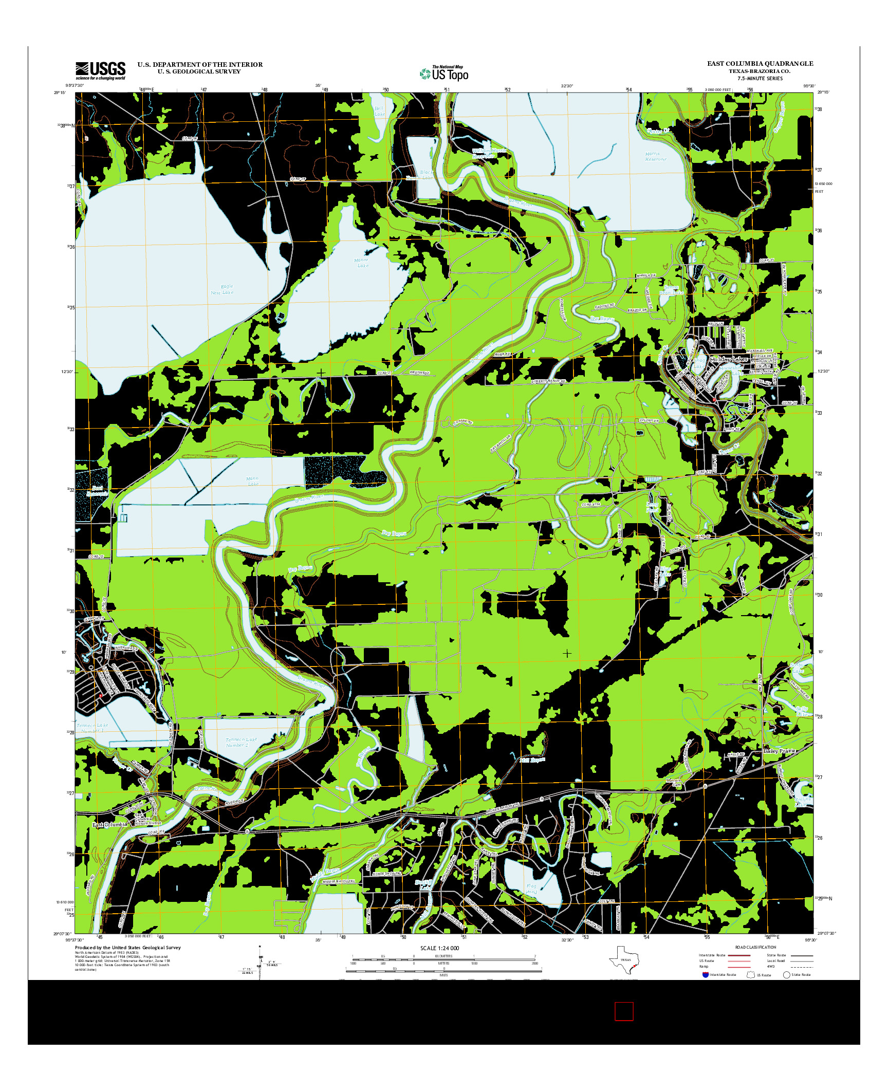 USGS US TOPO 7.5-MINUTE MAP FOR EAST COLUMBIA, TX 2013