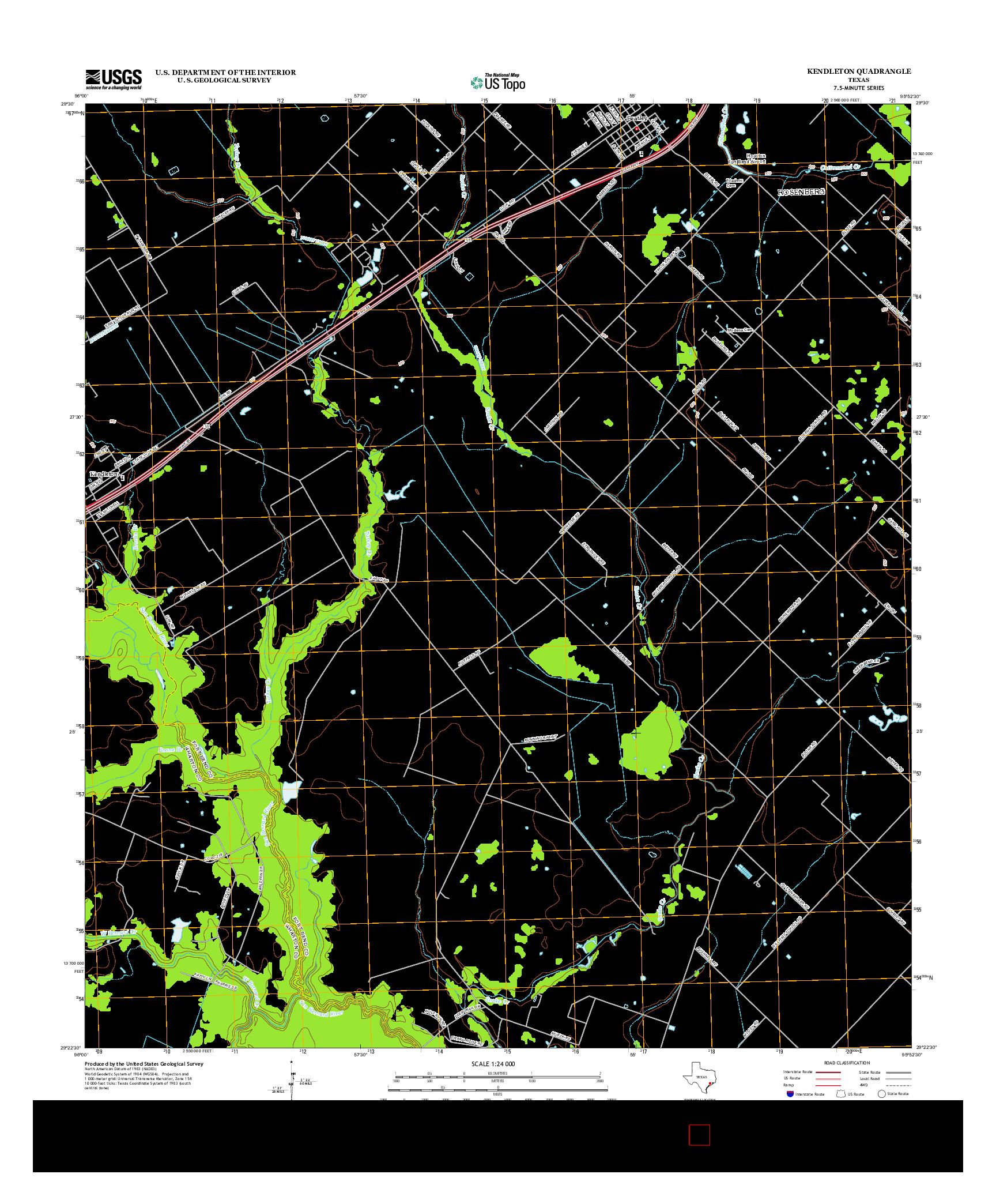 USGS US TOPO 7.5-MINUTE MAP FOR KENDLETON, TX 2013