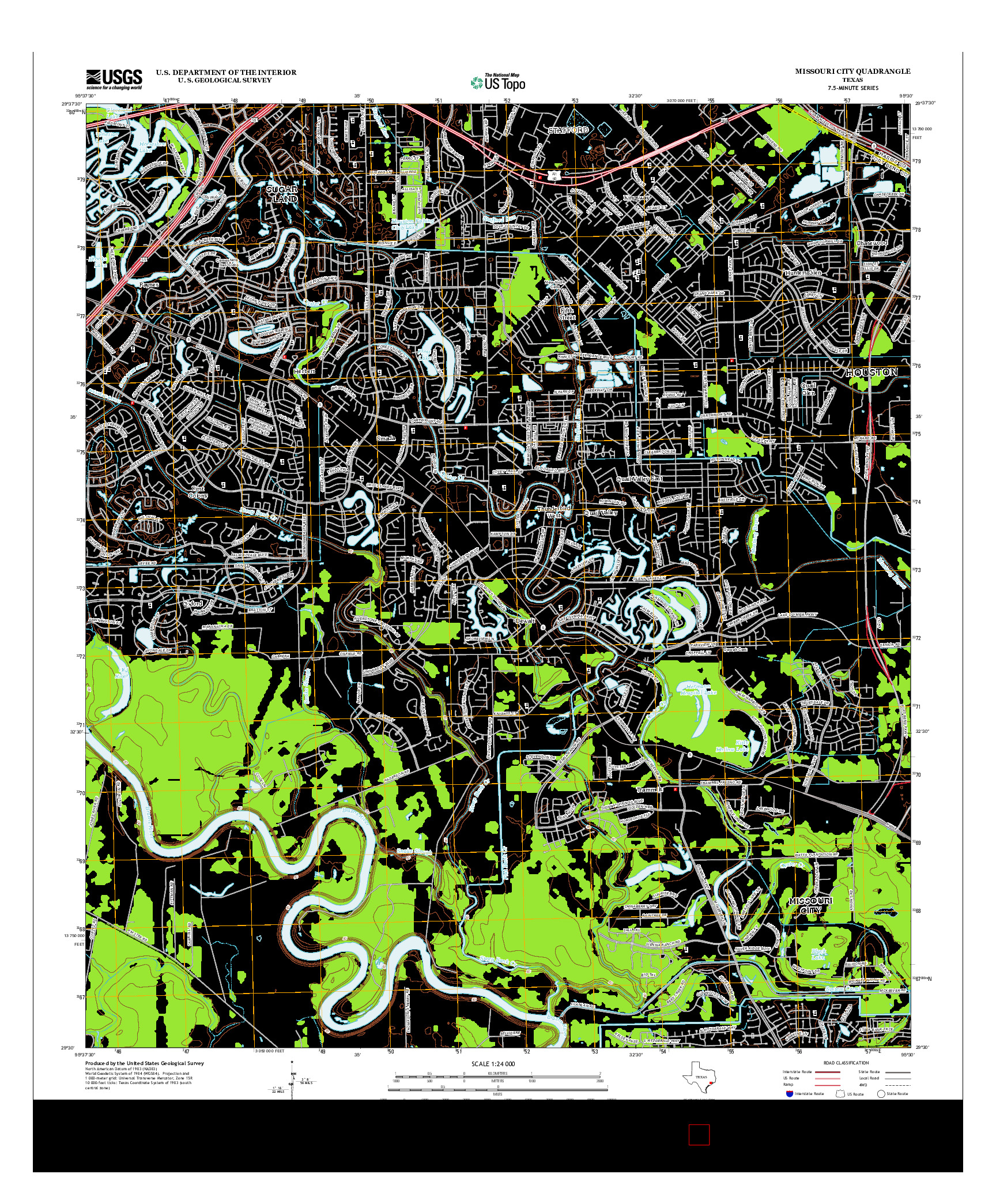 USGS US TOPO 7.5-MINUTE MAP FOR MISSOURI CITY, TX 2013