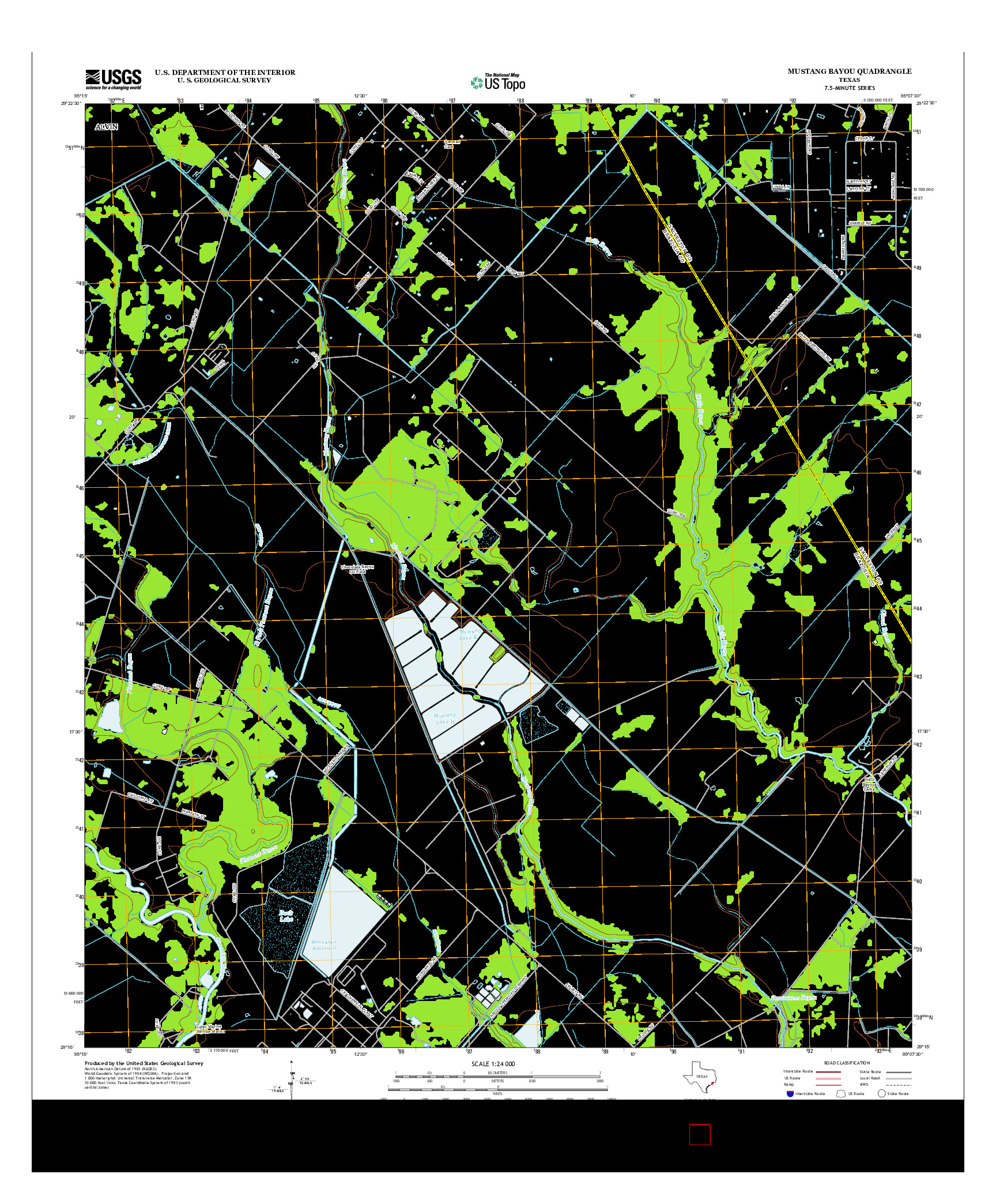 USGS US TOPO 7.5-MINUTE MAP FOR MUSTANG BAYOU, TX 2013