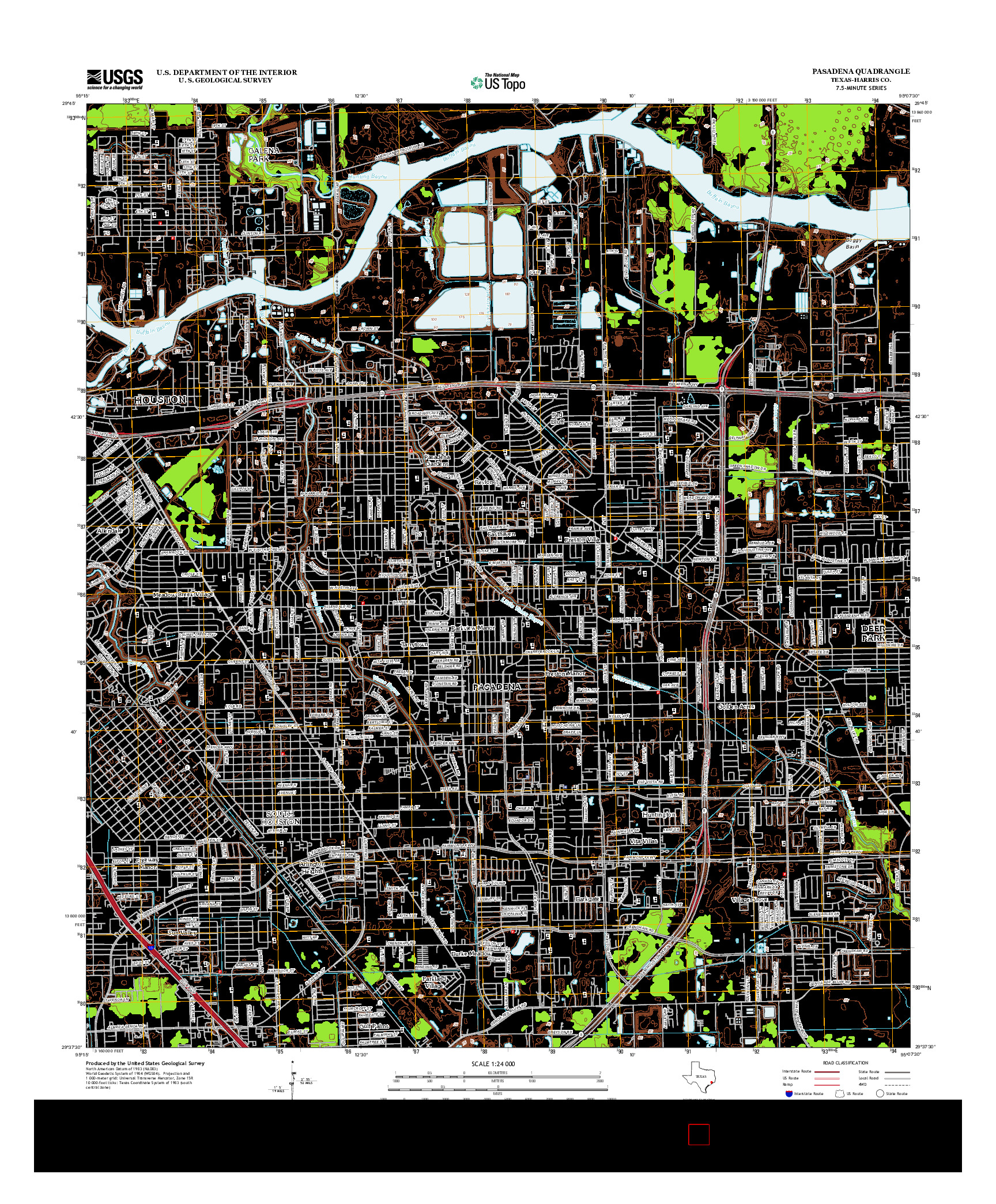 USGS US TOPO 7.5-MINUTE MAP FOR PASADENA, TX 2013