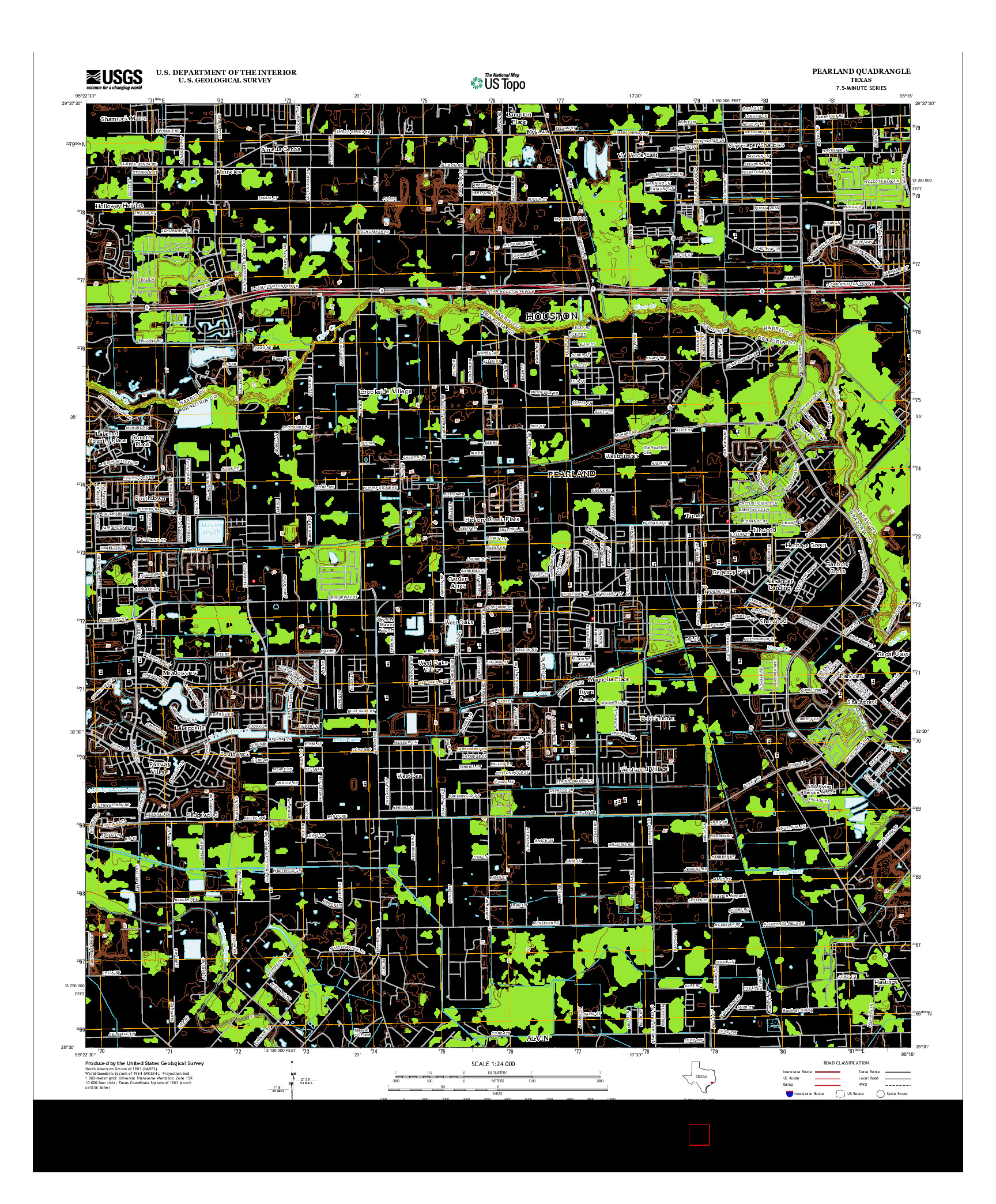 USGS US TOPO 7.5-MINUTE MAP FOR PEARLAND, TX 2013