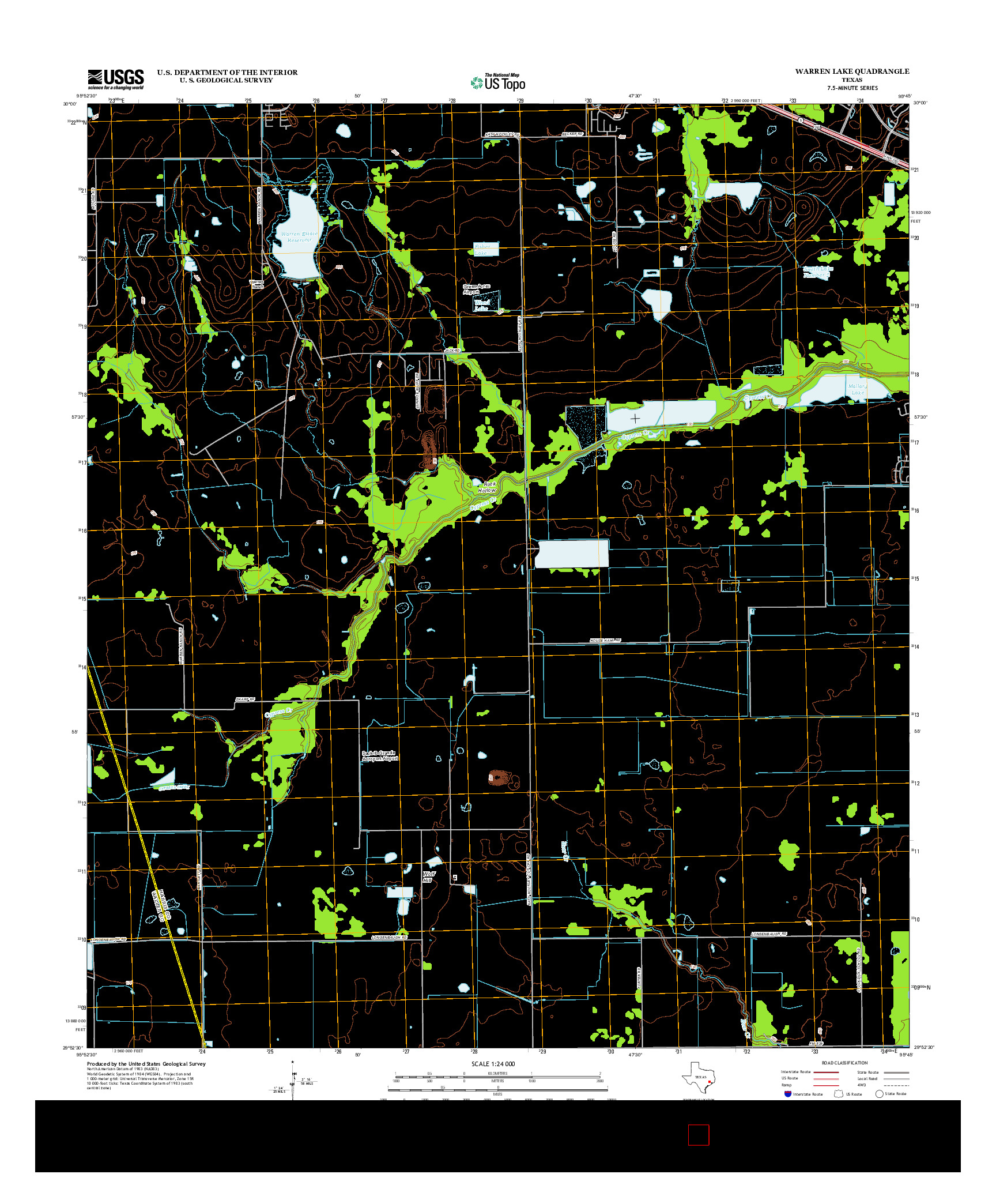USGS US TOPO 7.5-MINUTE MAP FOR WARREN LAKE, TX 2013